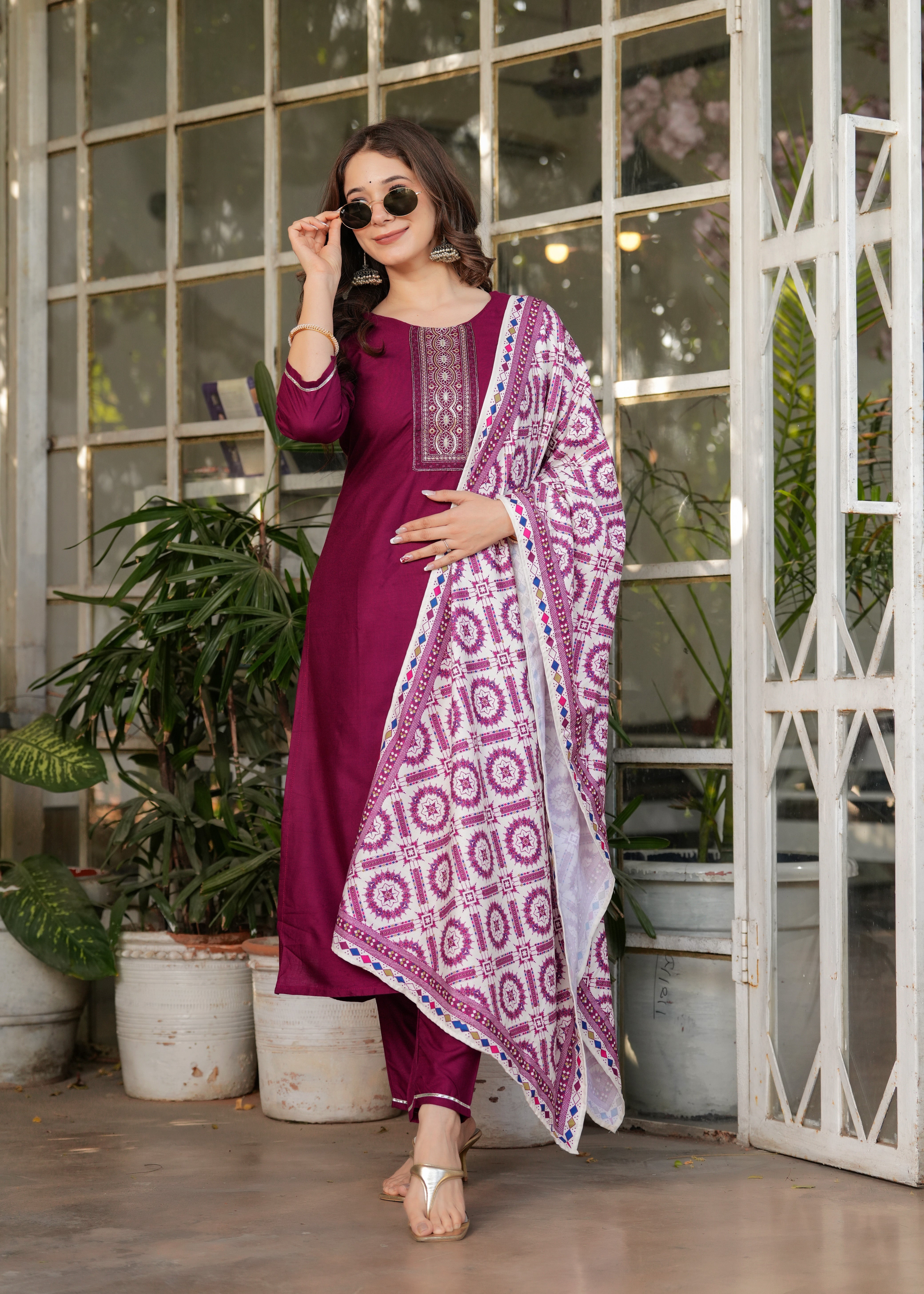 Women's Rayon Printed Flared Kurta Set