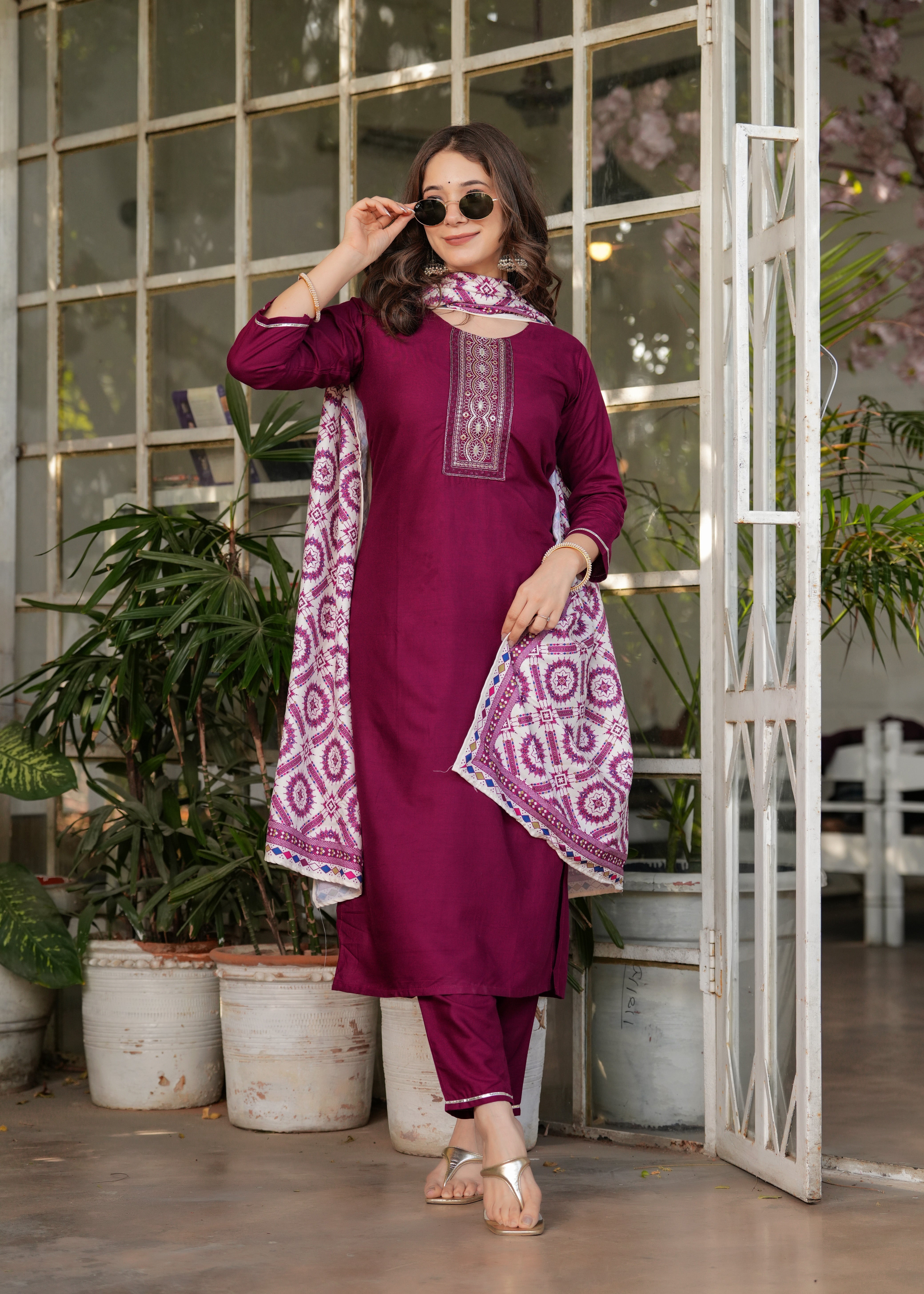 Women's Rayon Printed Flared Kurta Set