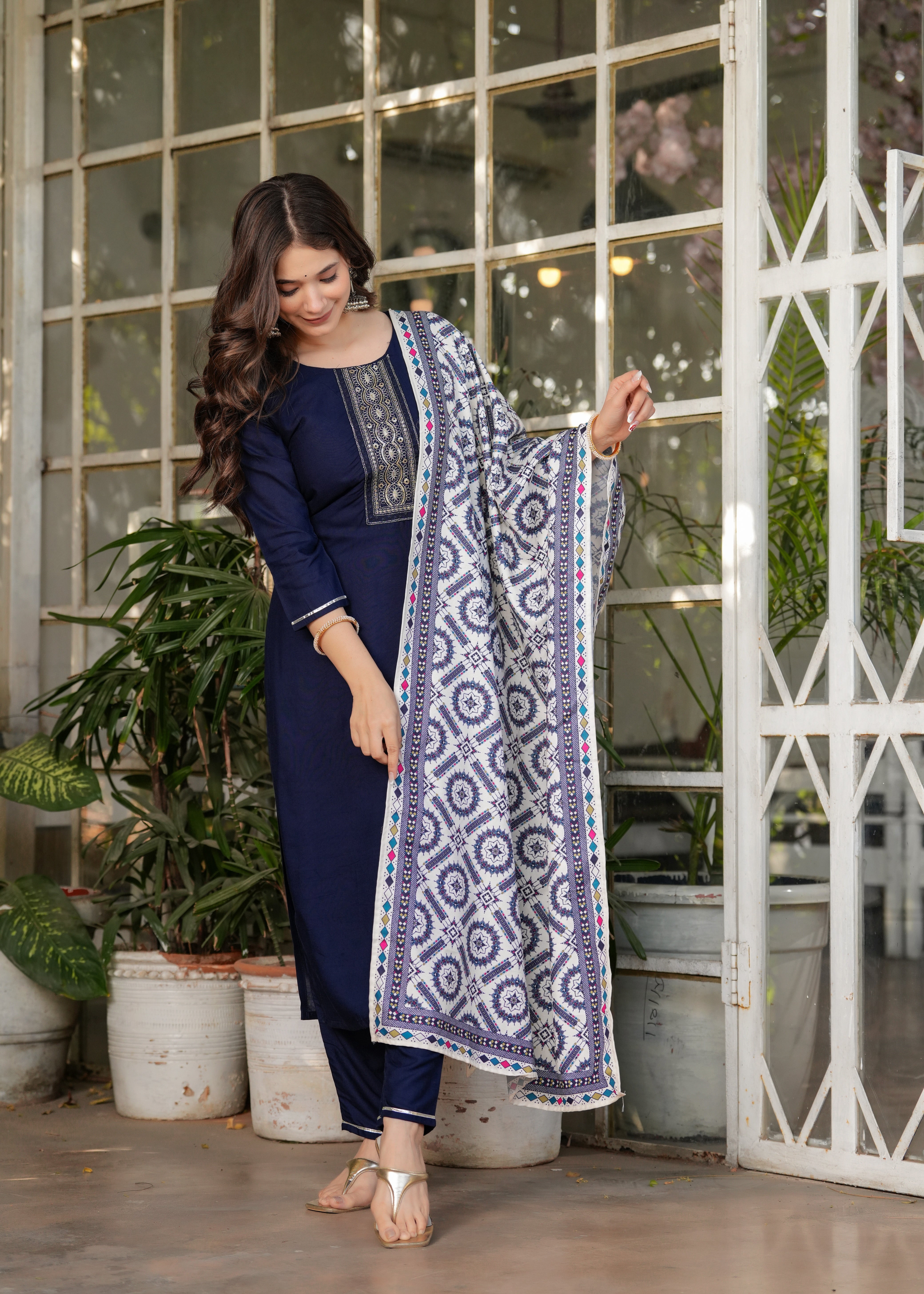 Women's Rayon Printed Flared Kurta Set