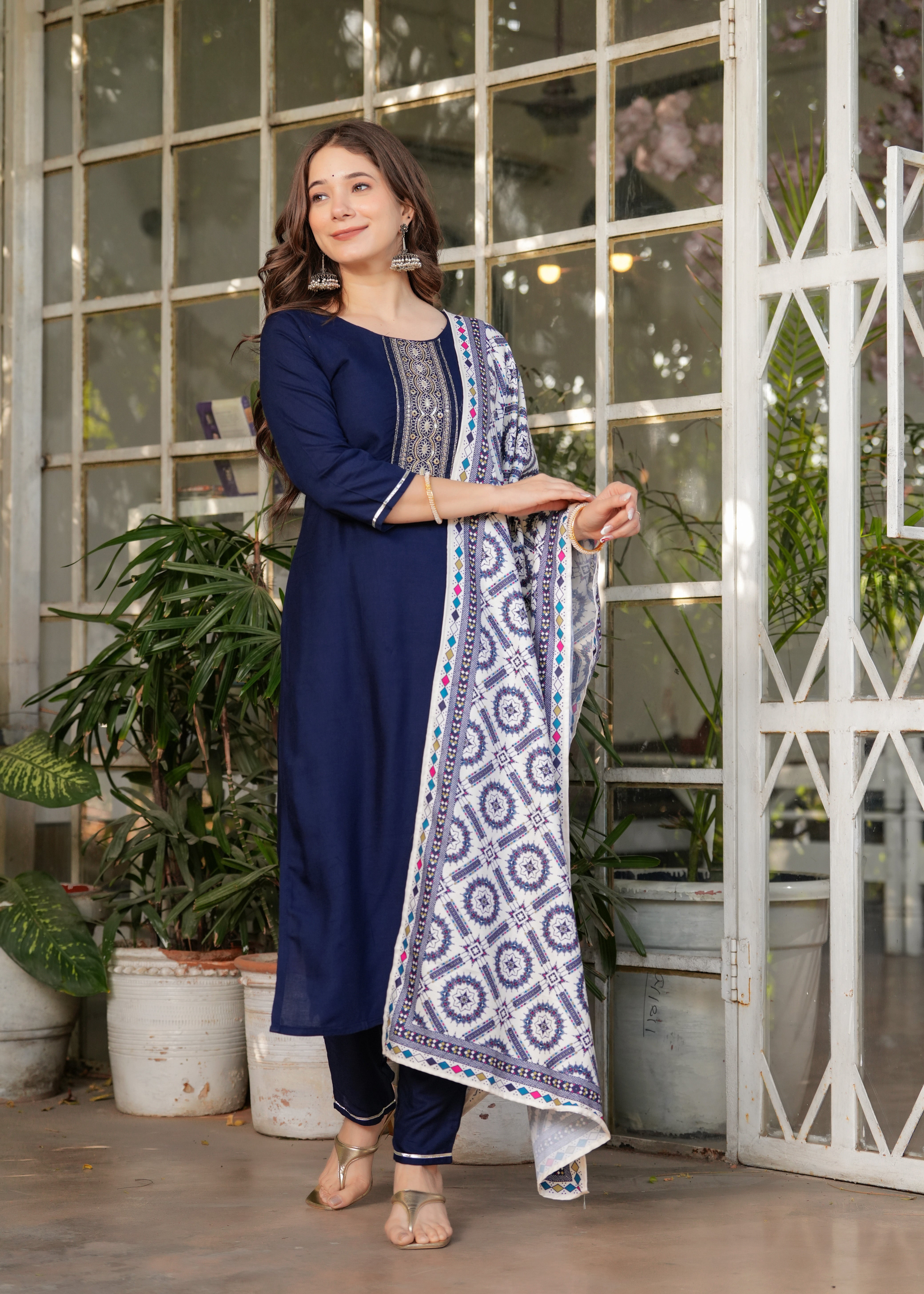 Women's Rayon Printed Flared Kurta Set