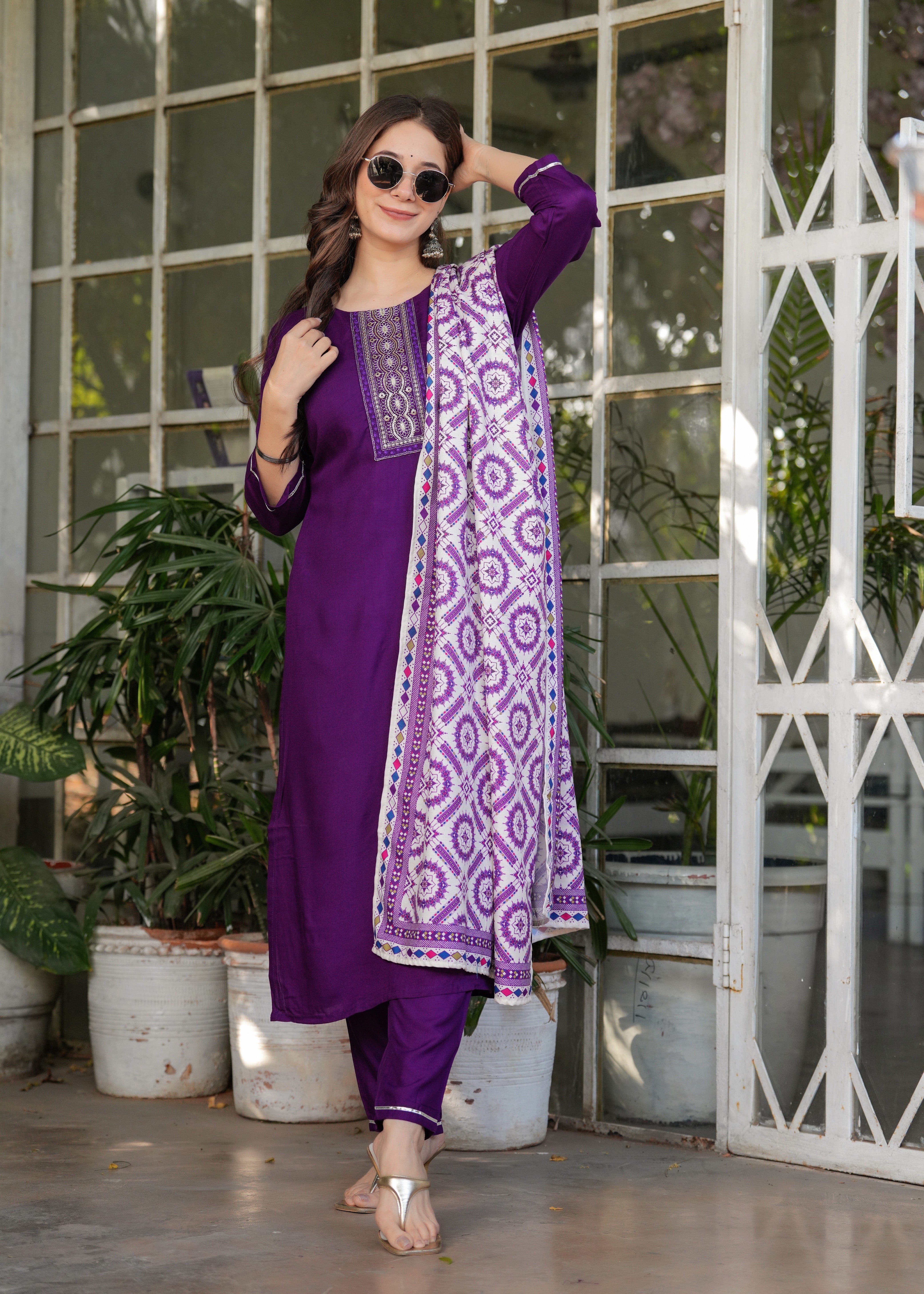 Women's Rayon Printed Flared Kurta Set