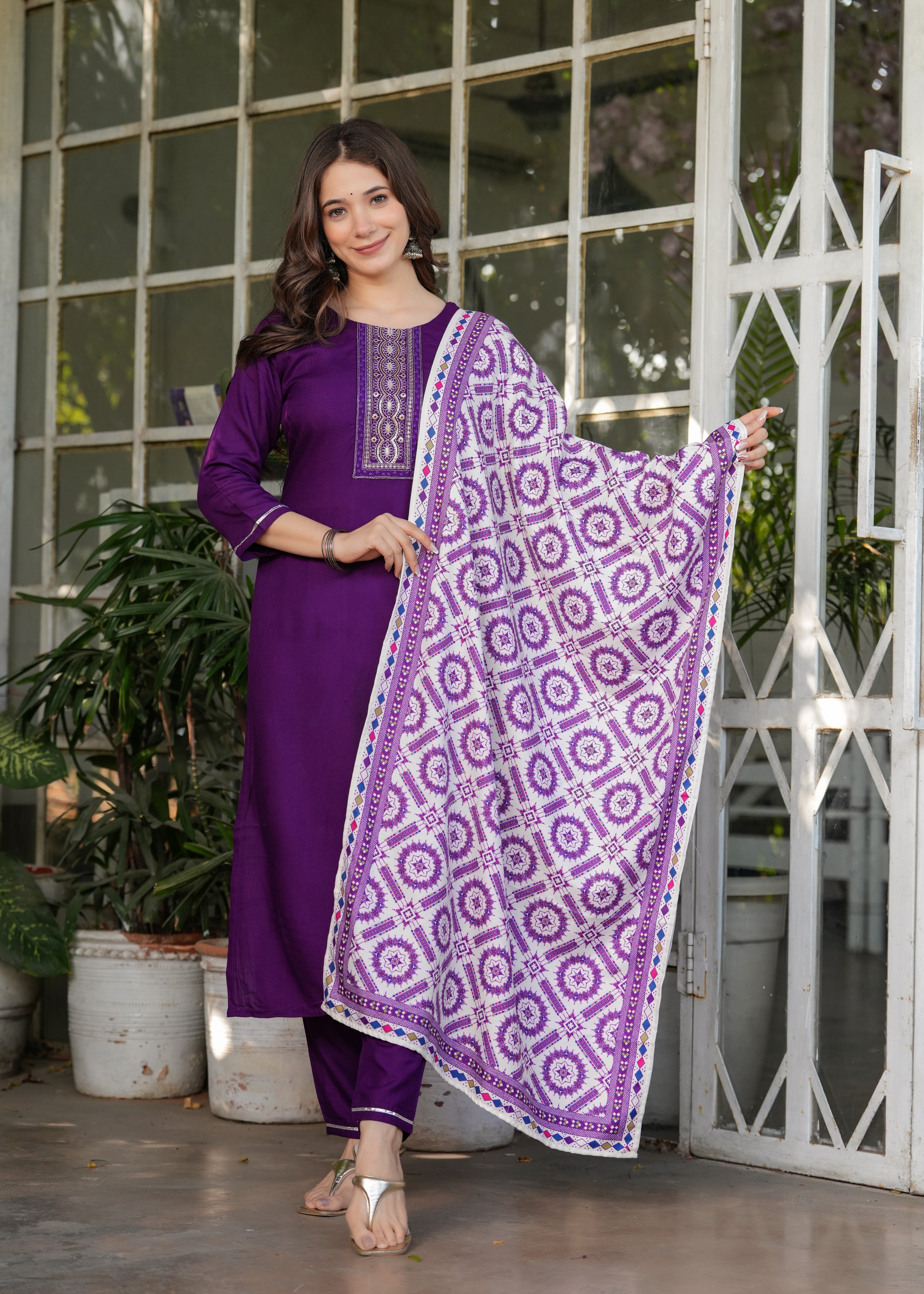 Women's Rayon Printed Flared Kurta Set