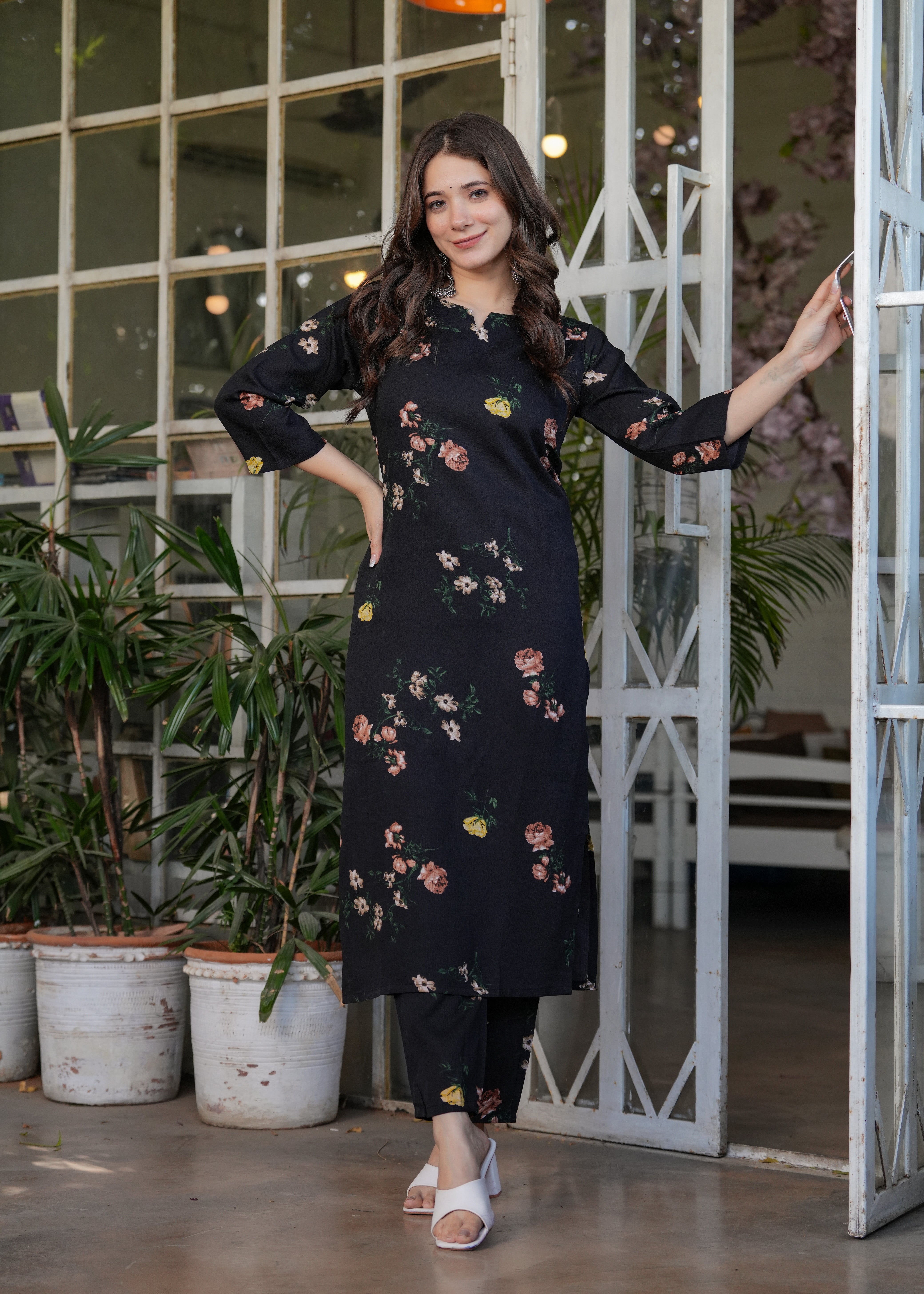 Women's Floral Print Straight Kurta Set with Dupatta