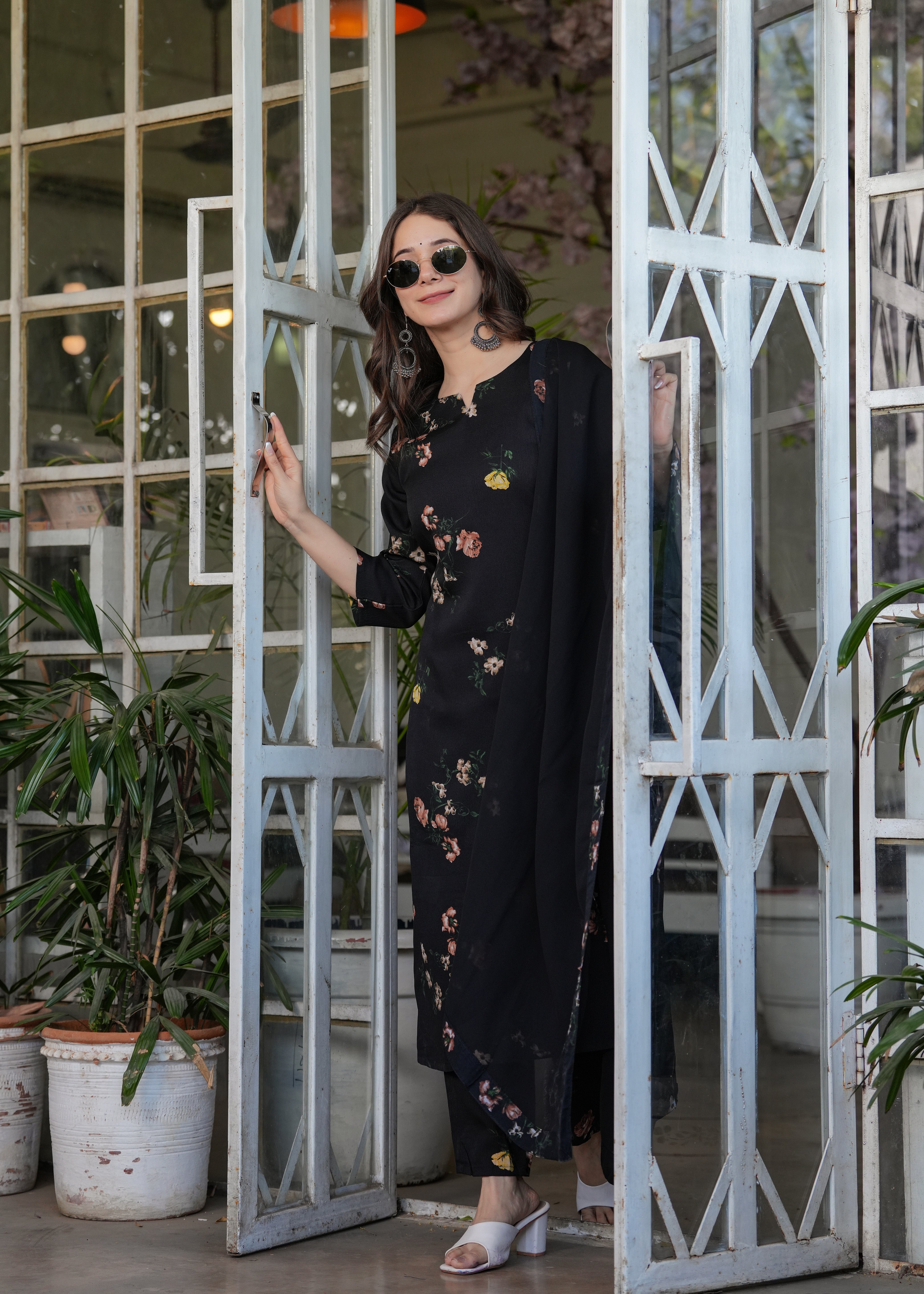 Women's Floral Print Straight Kurta Set with Dupatta