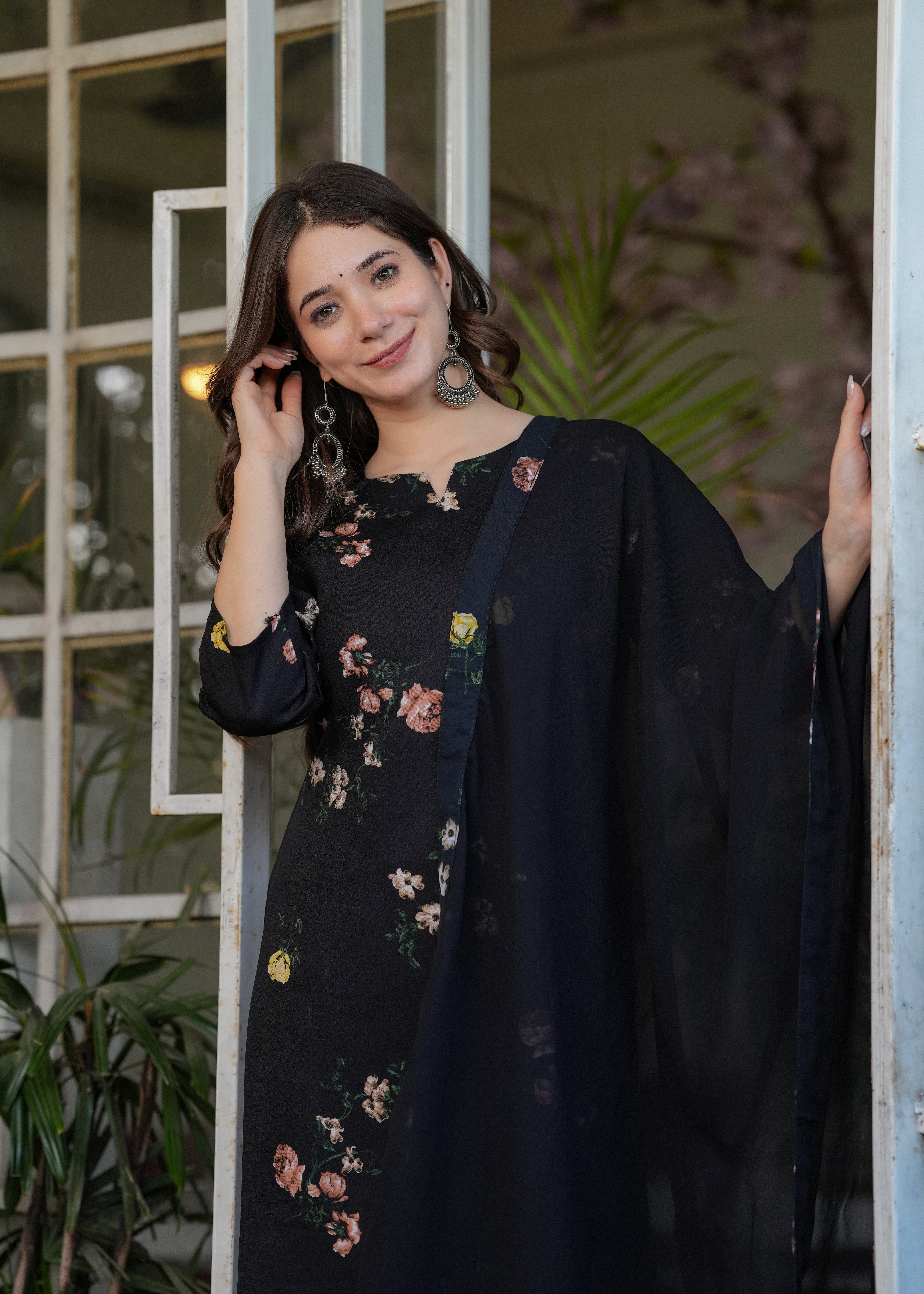 Women's Floral Print Straight Kurta Set with Dupatta