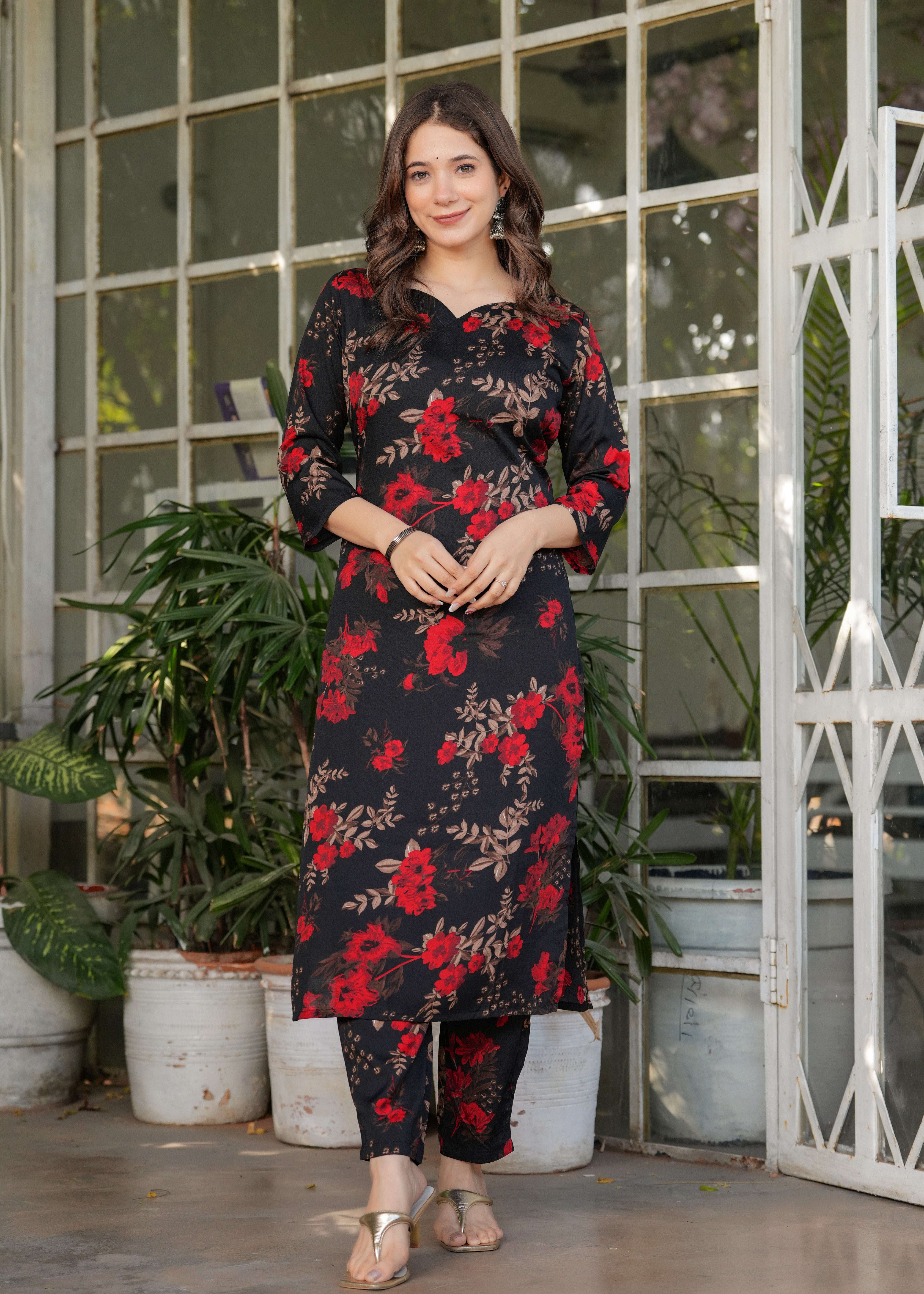 Women's Beautiful Aliya Cut Embroidered Kurti/Gown With Pant and Dupatta Set