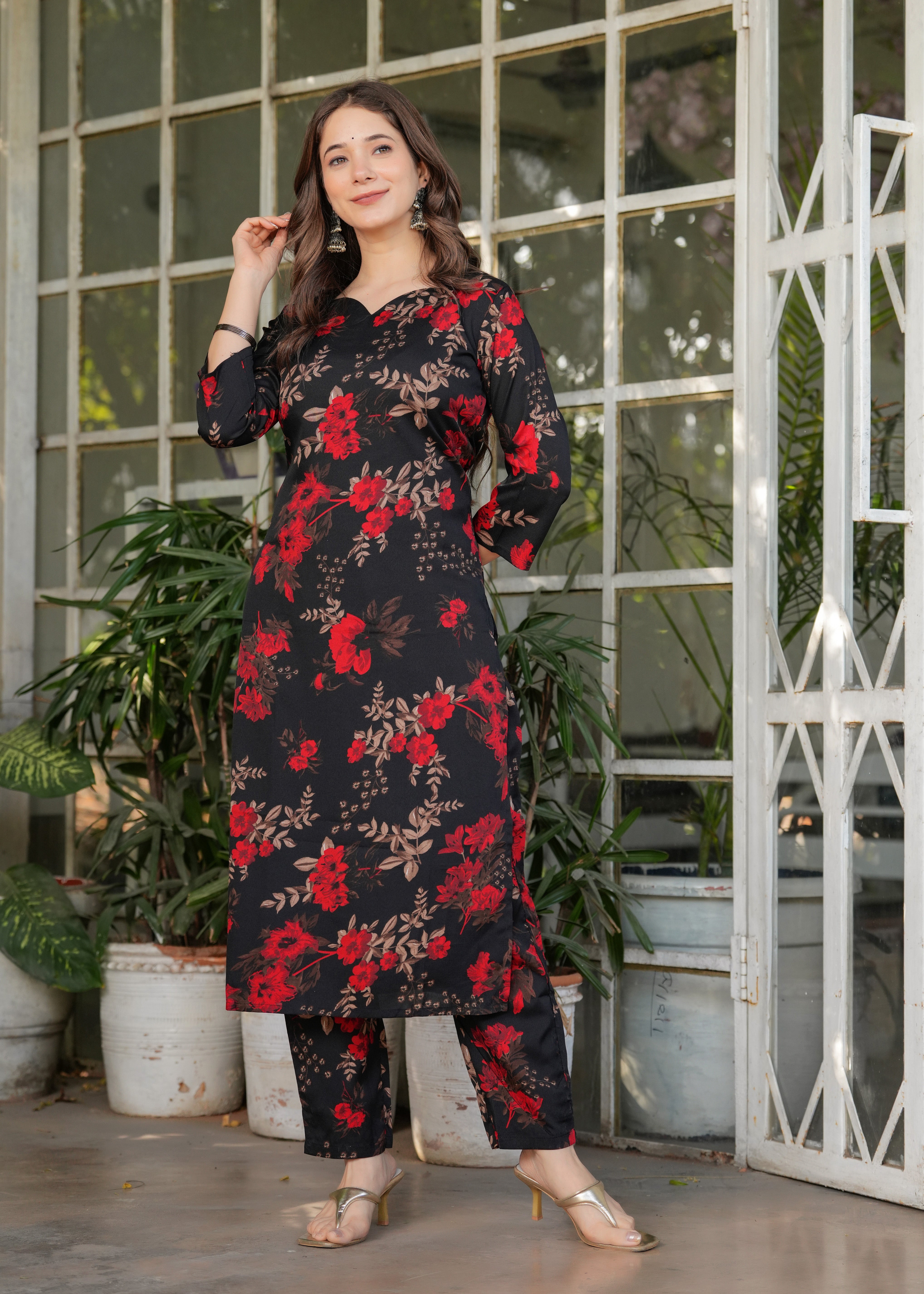 Women's Beautiful Aliya Cut Embroidered Kurti/Gown With Pant and Dupatta Set