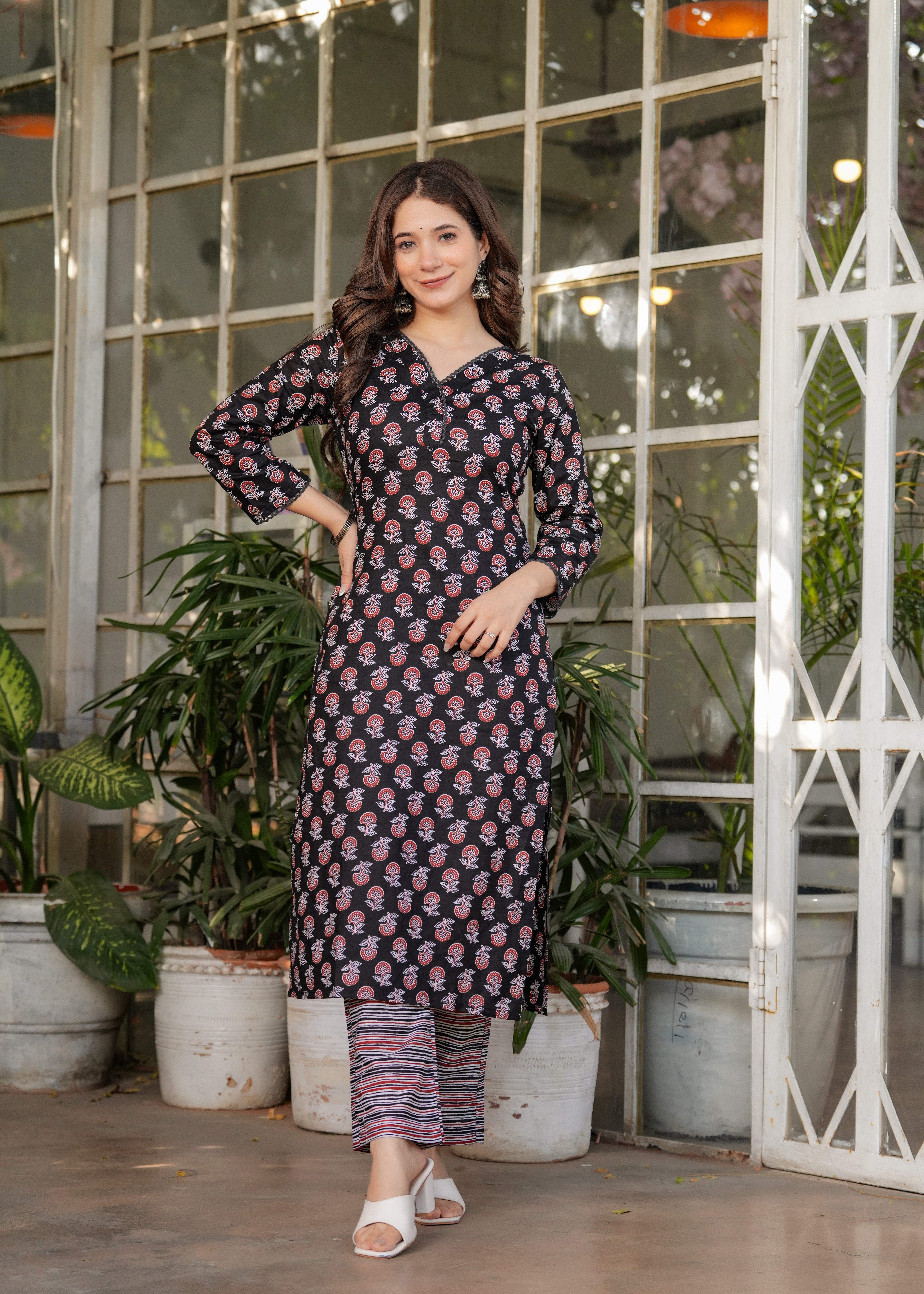 Exclusive Women's & Girls Traditional Color Cotton Straight Fit embroidery & Printed kurta pant & Silk Dupatta
