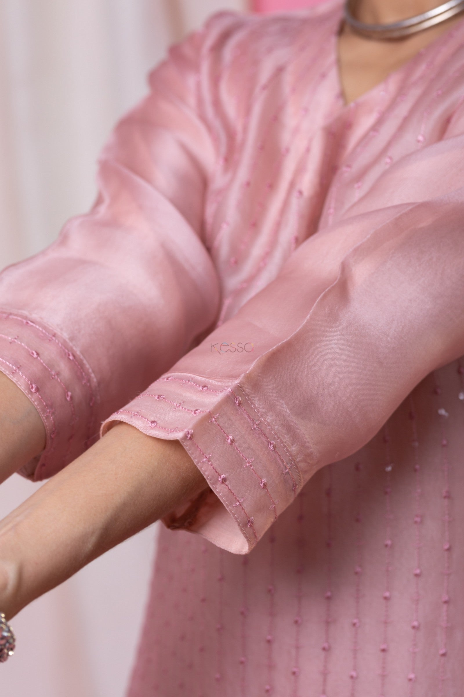 Pink Viscose Chanderi Printed Party Casual Ready Pant Salwar Kameez