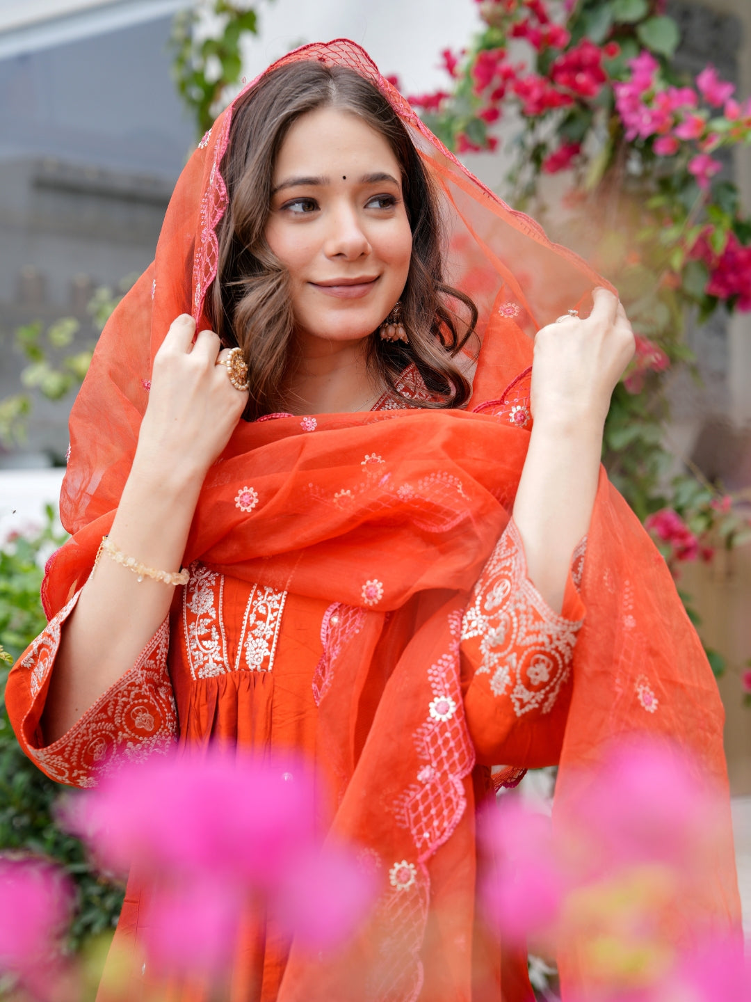 Women's Embroidery Viscose Chanderi Kurta And Pant With Chanderi Cotton Dupatta Set