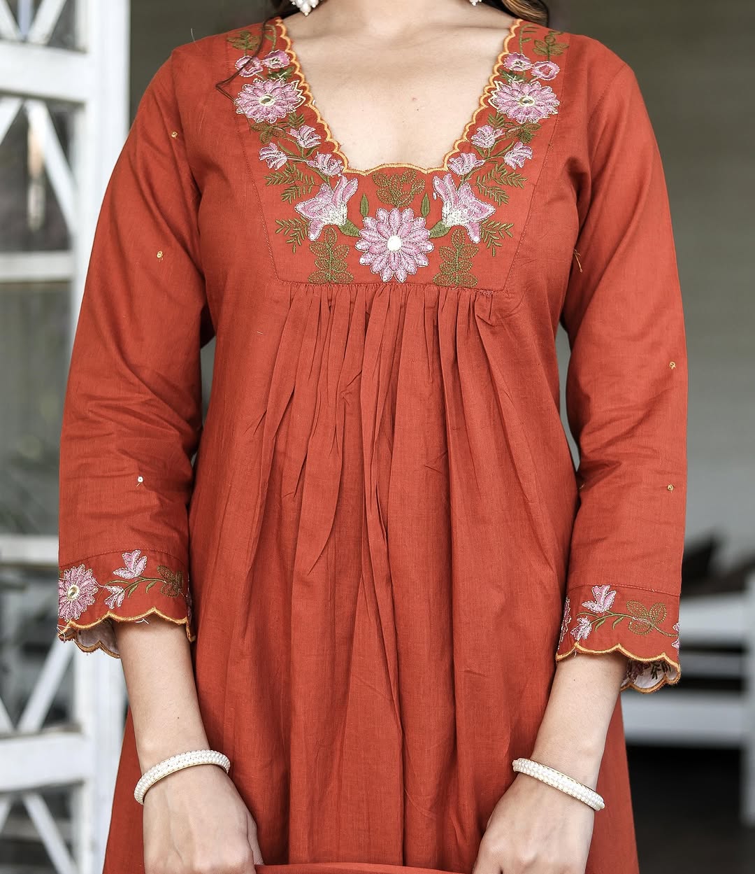 Women Soft Rayon Slub Embroidered Kurta With Pant & Dupatta