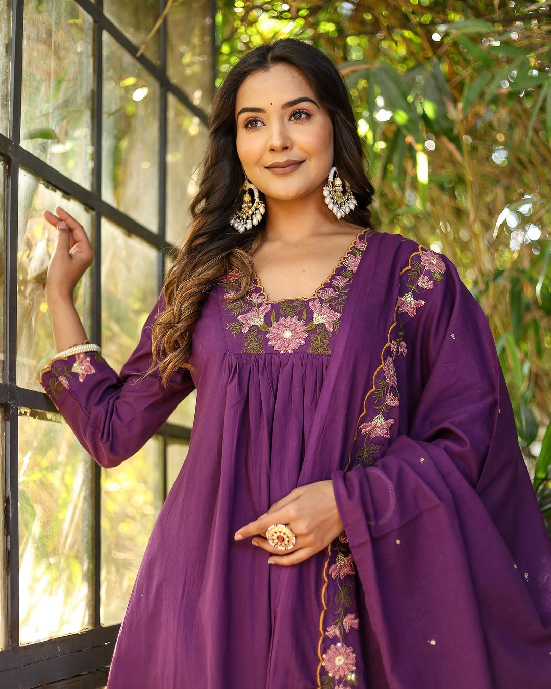 Women Soft Rayon Slub Embroidered Kurta With Pant & Dupatta