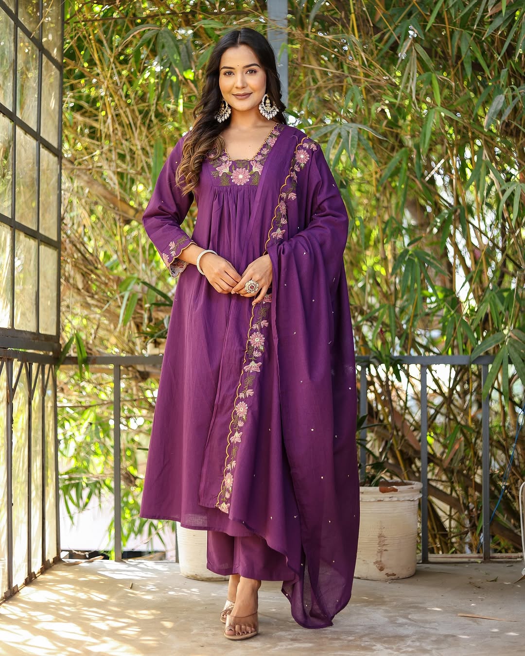 Women Soft Rayon Slub Embroidered Kurta With Pant & Dupatta