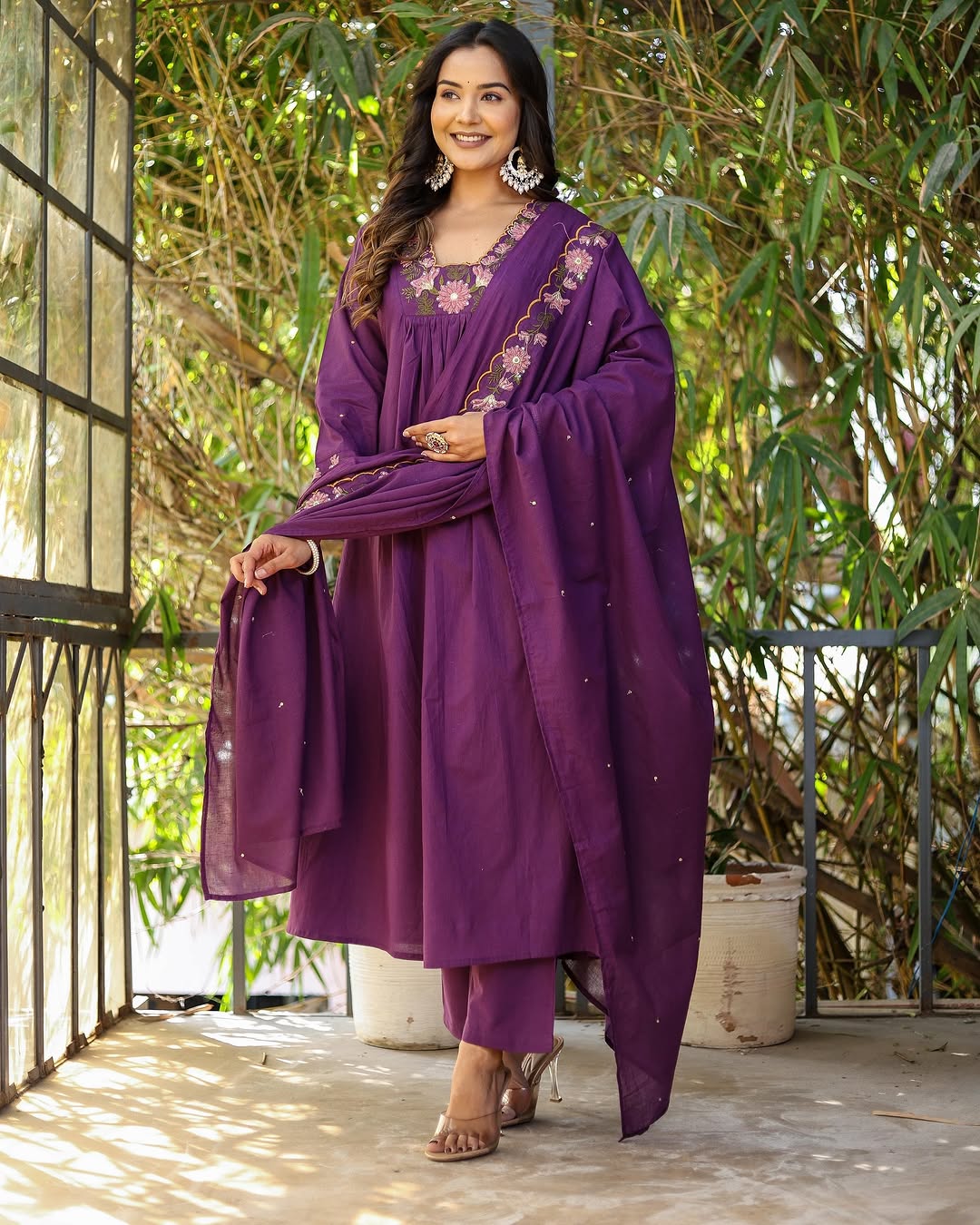 Women Soft Rayon Slub Embroidered Kurta With Pant & Dupatta
