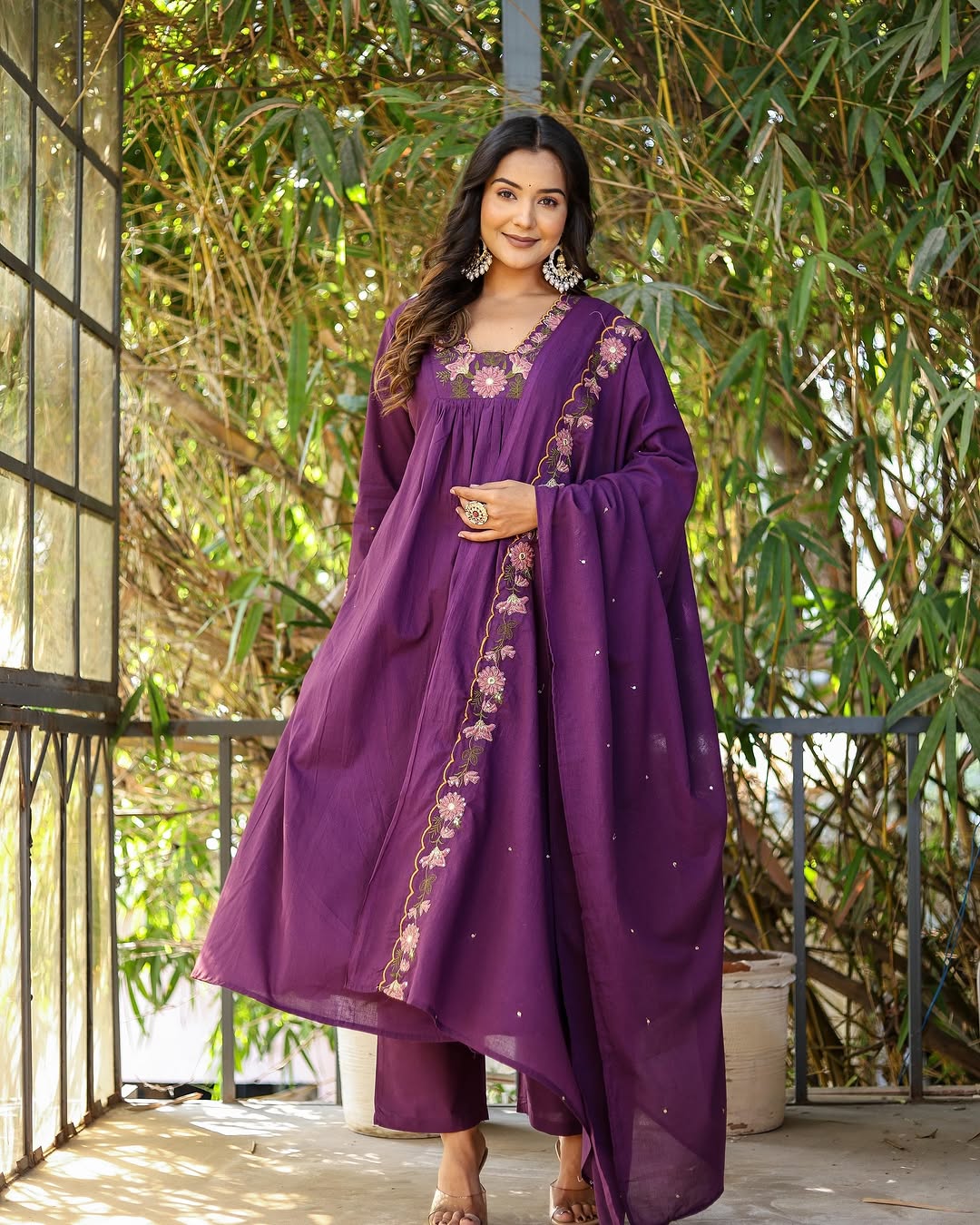 Women Soft Rayon Slub Embroidered Kurta With Pant & Dupatta