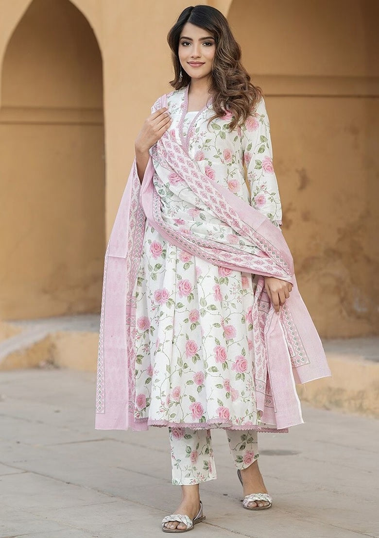 Cotton Printed Anarkali Kurta Set for Women