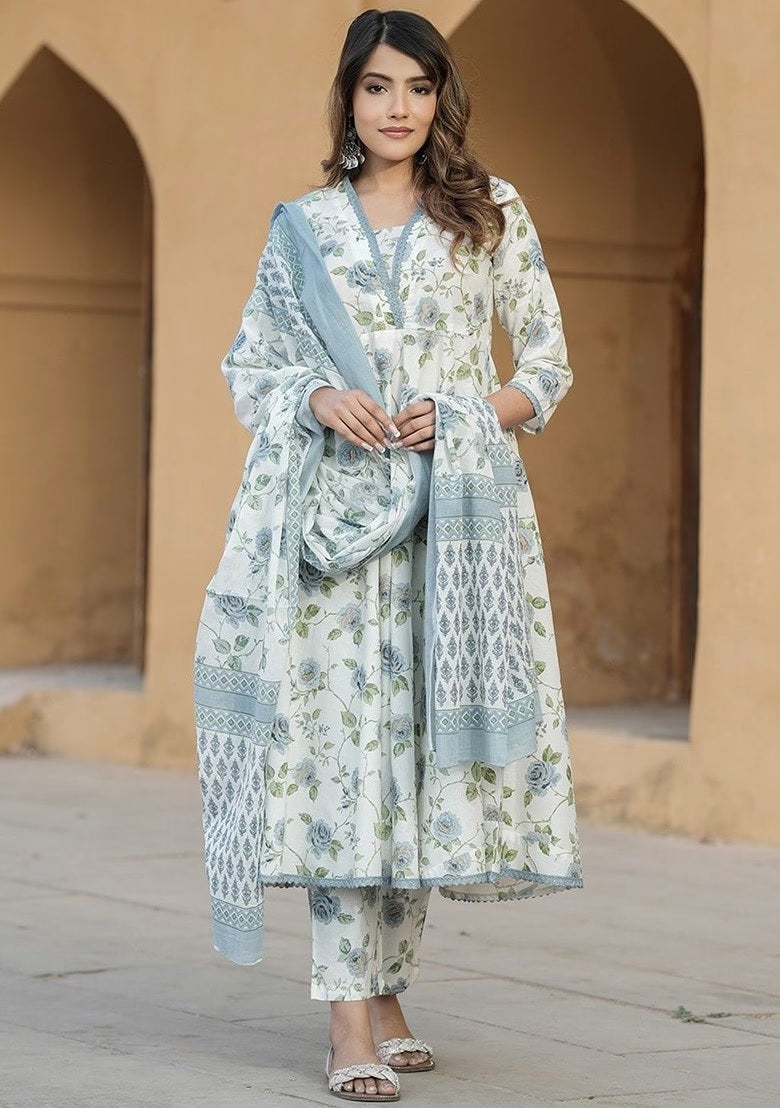 Cotton Printed Anarkali Kurta Set for Women