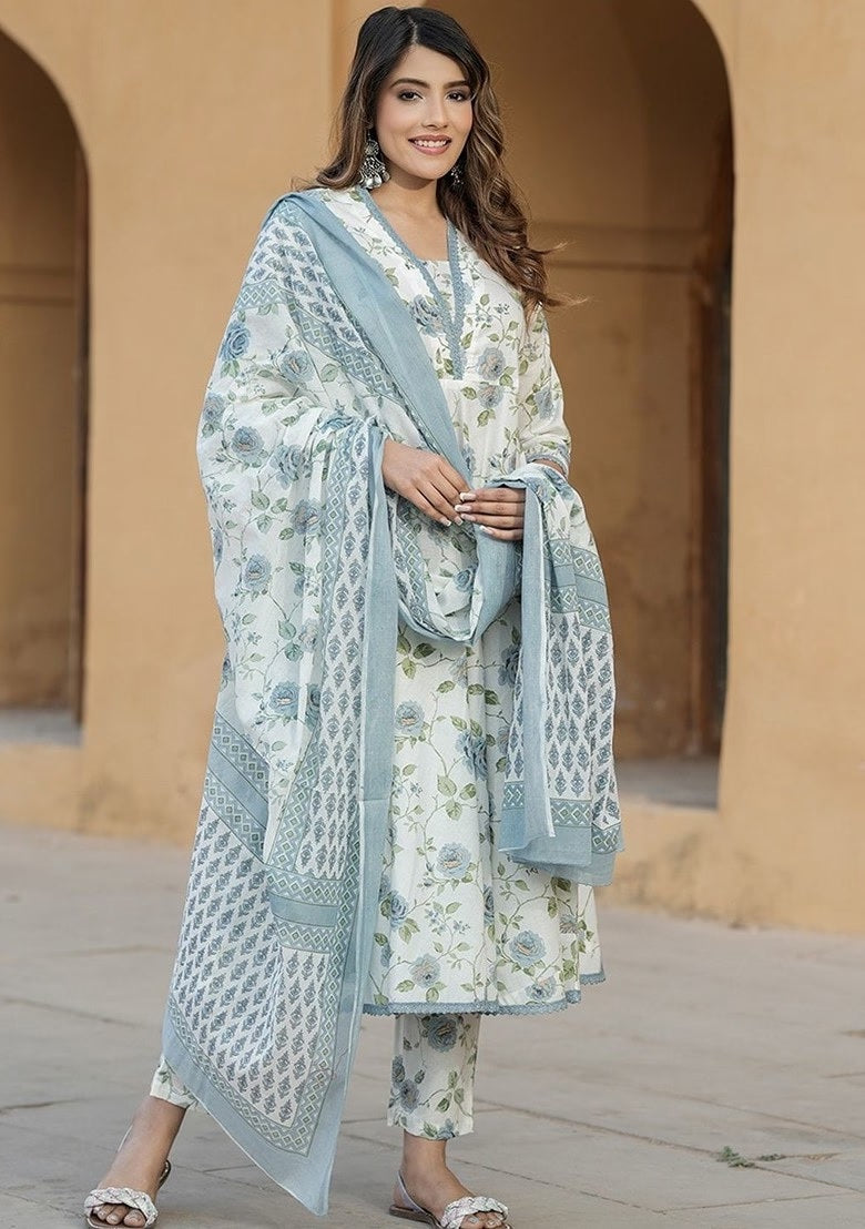 Cotton Printed Anarkali Kurta Set for Women