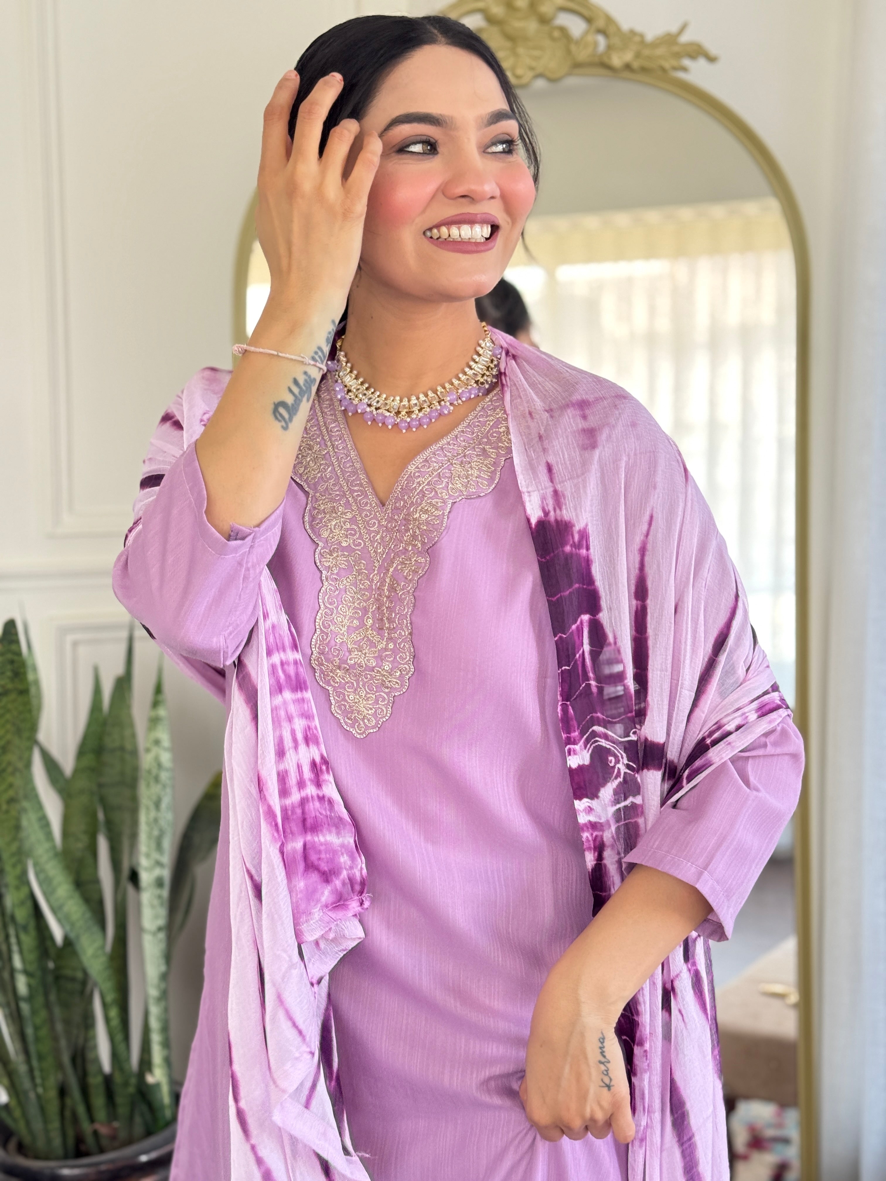 Women's Viscose  Work Kurta Set with Dupatta
