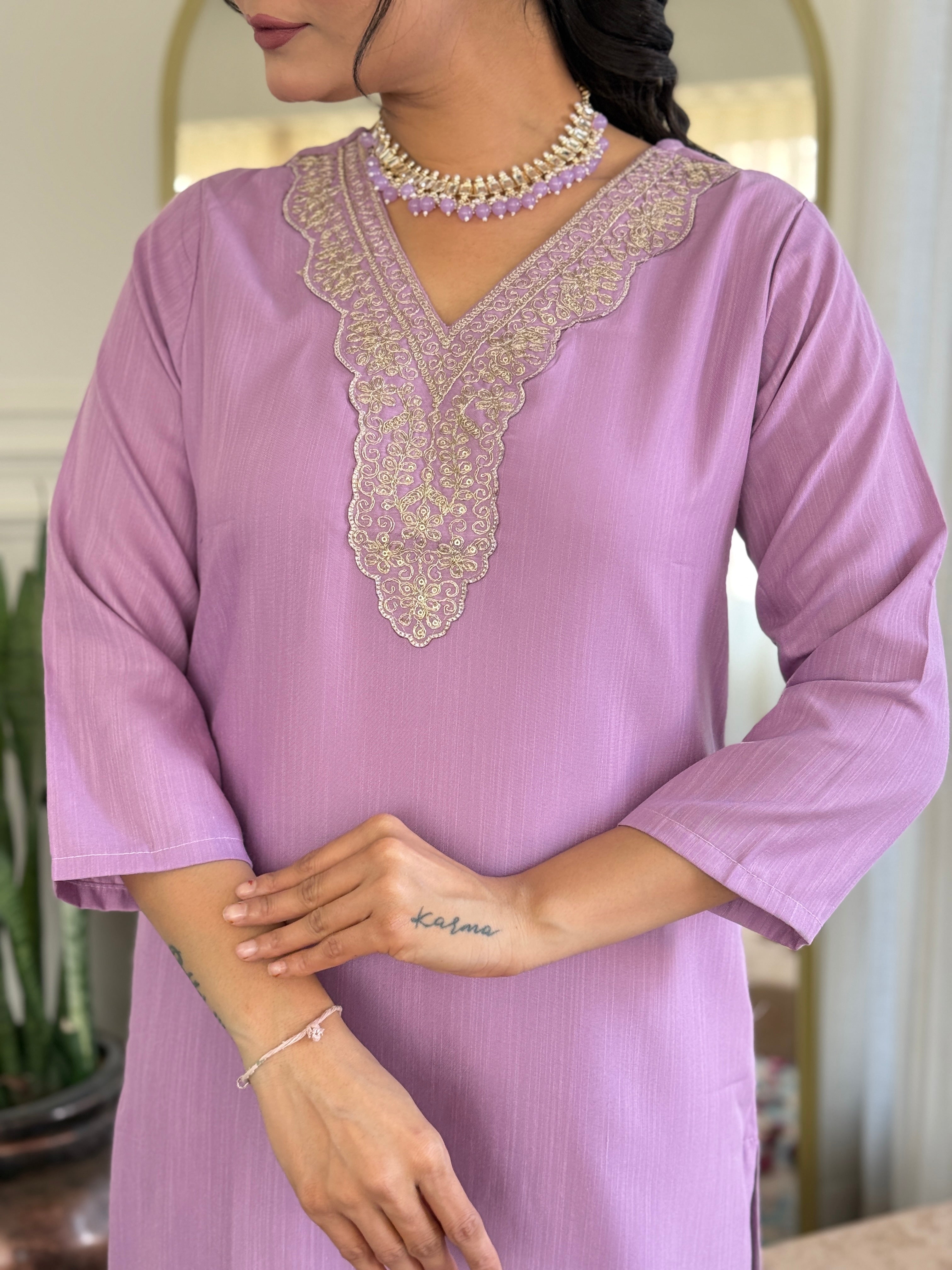 Women's Viscose  Work Kurta Set with Dupatta
