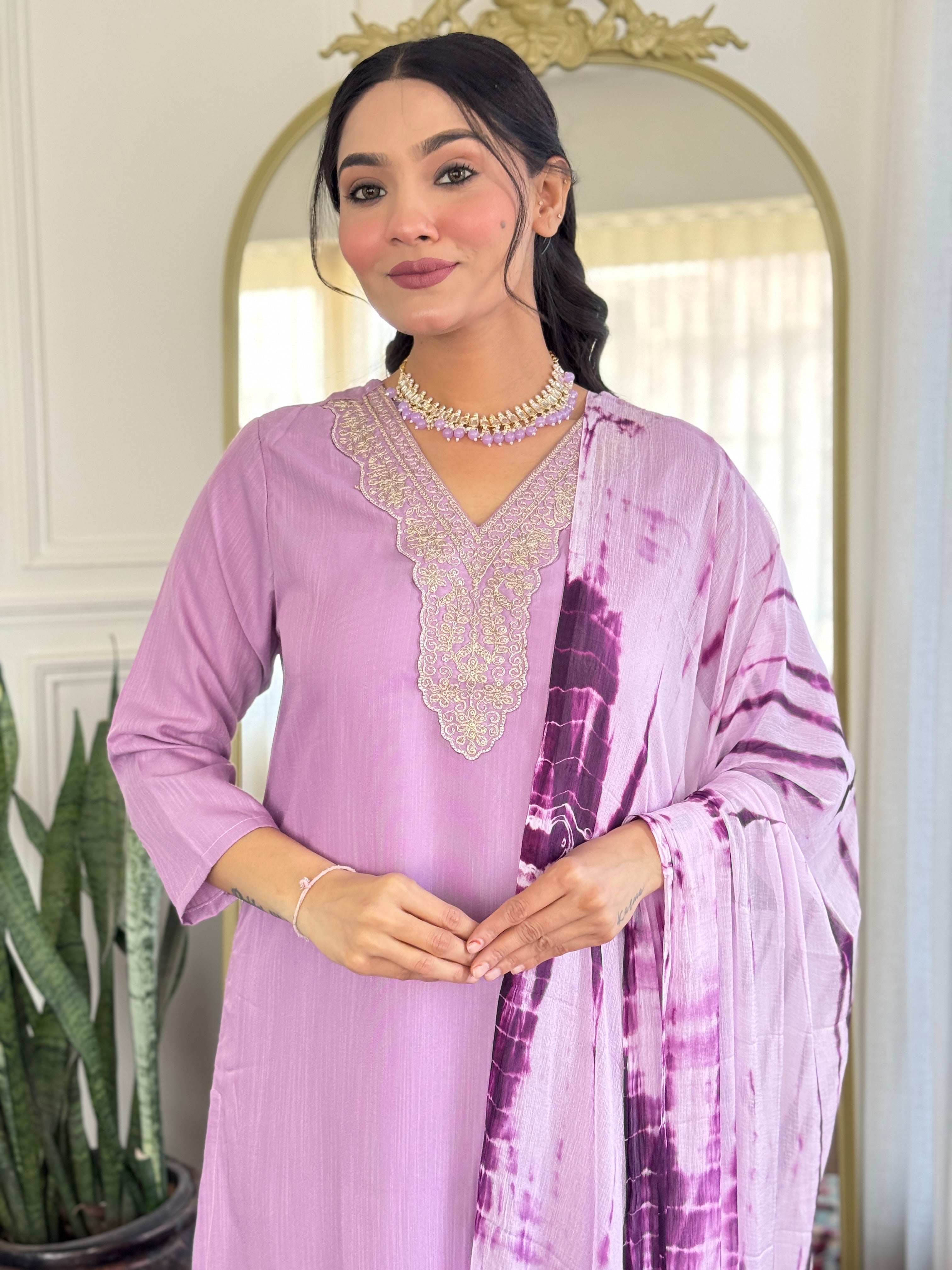 Women's Viscose  Work Kurta Set with Dupatta