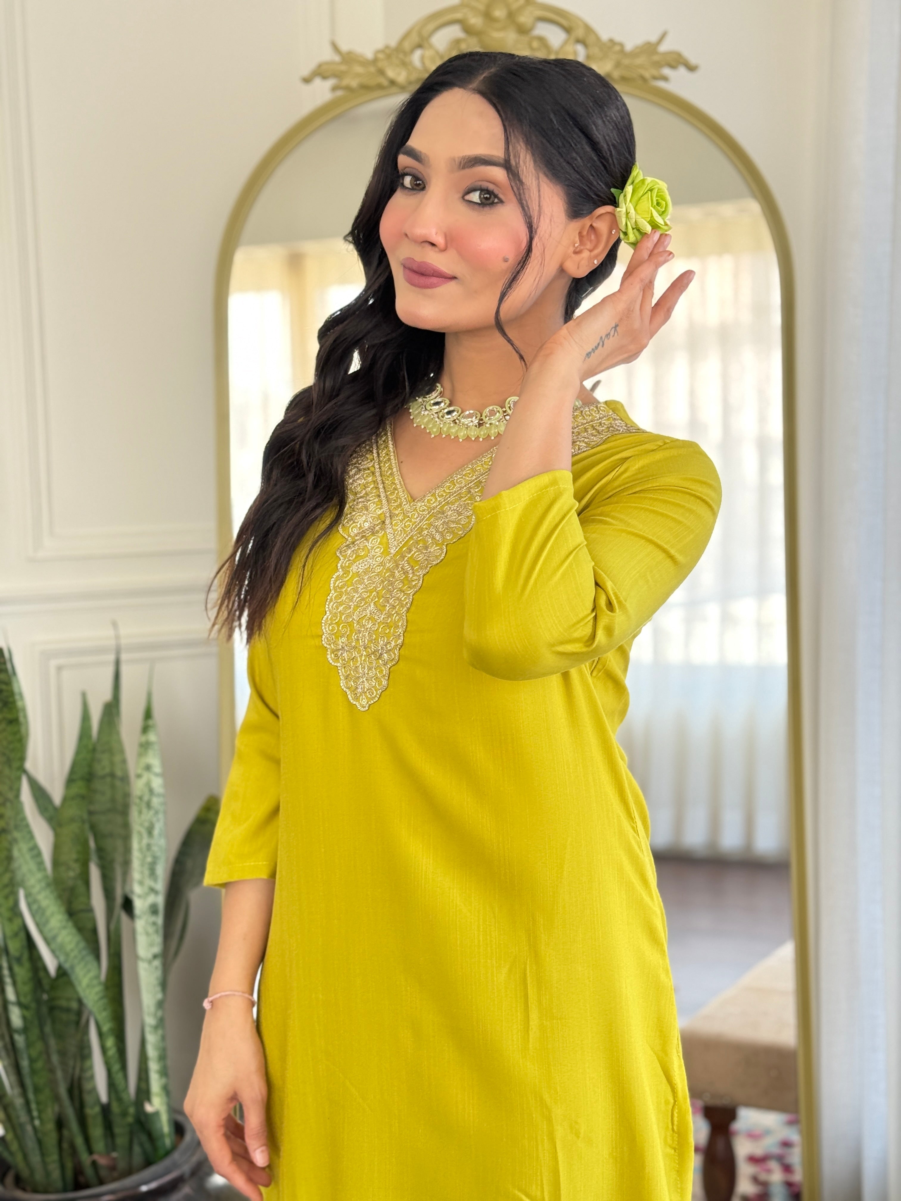 Women's Viscose  Work Kurta Set with Dupatta