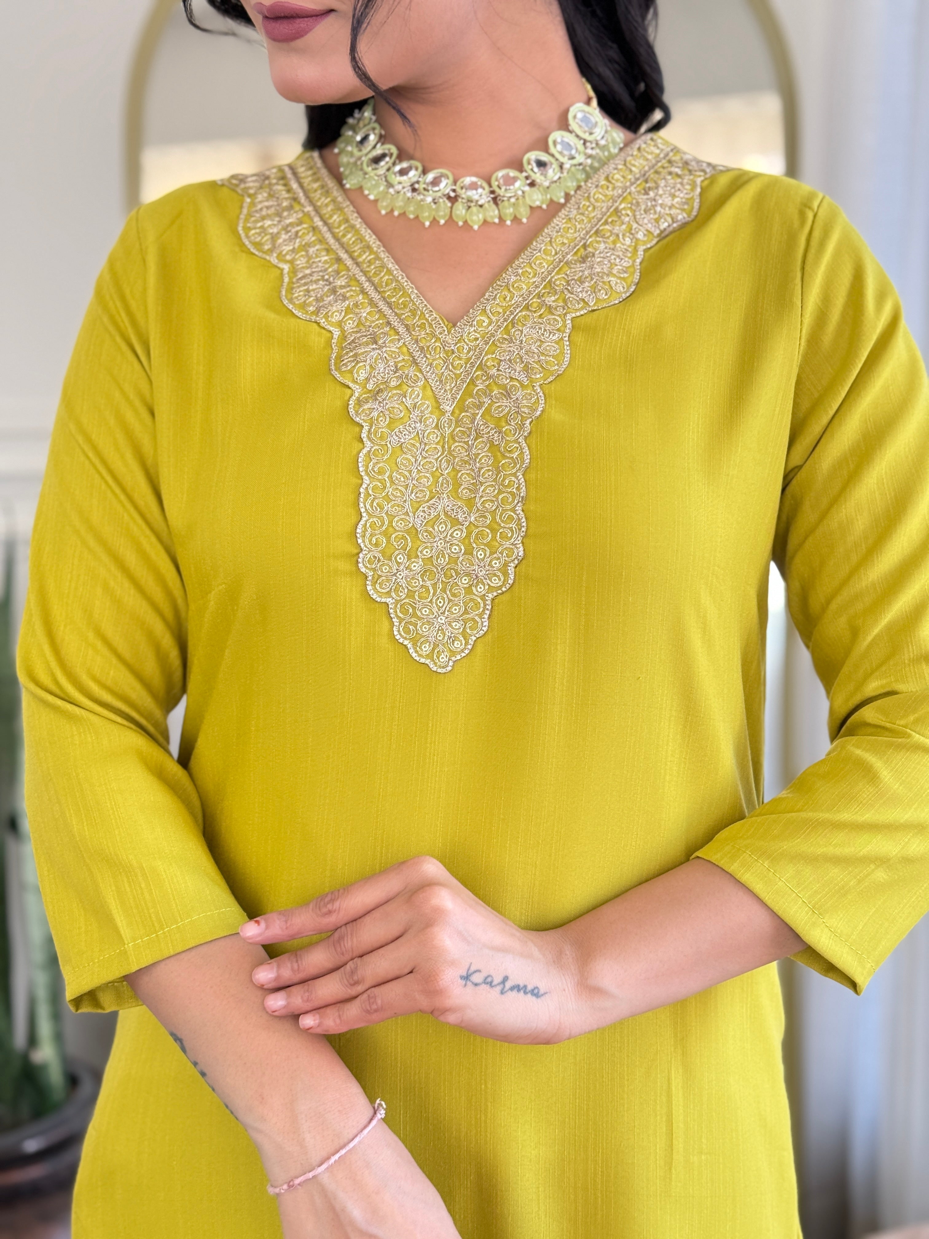 Women's Viscose  Work Kurta Set with Dupatta