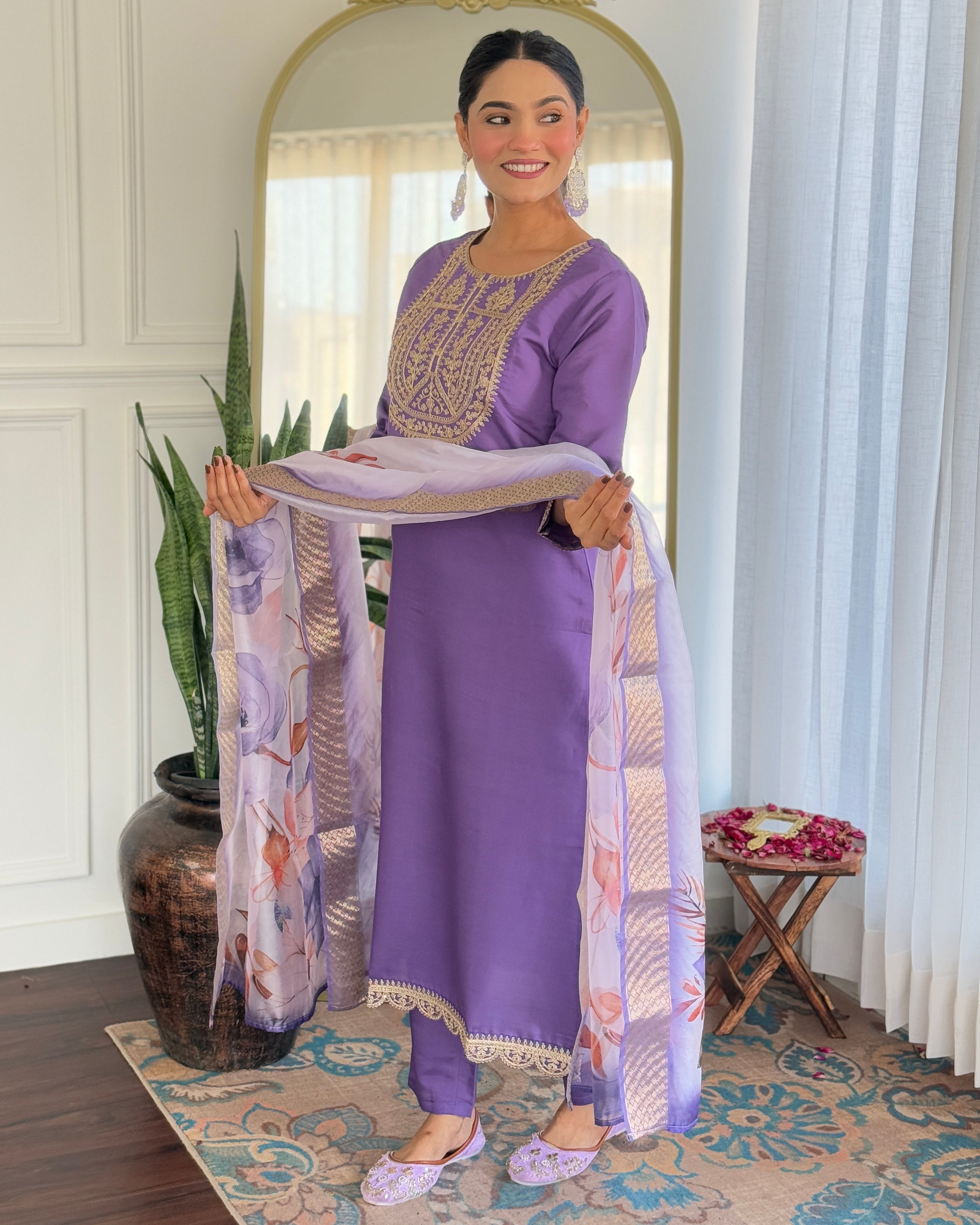 Morang Women’s Viscose Rayon Kurta Set with Dupatta