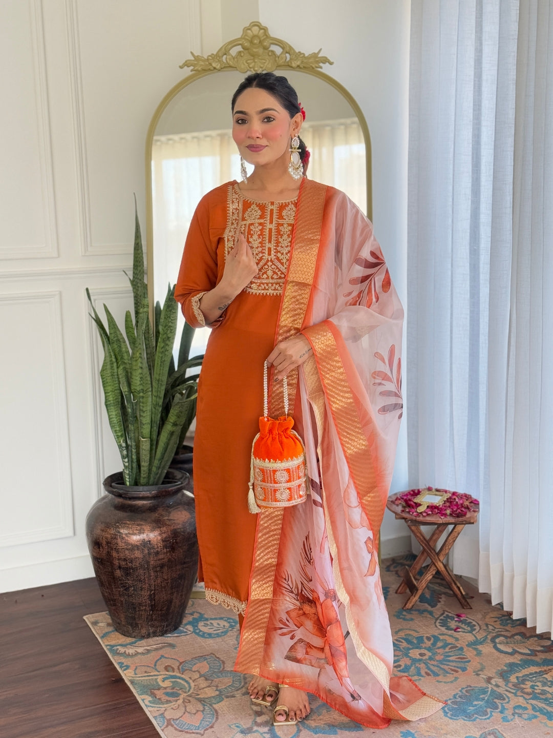 Morang Women’s Viscose Rayon Kurta Set with Dupatta