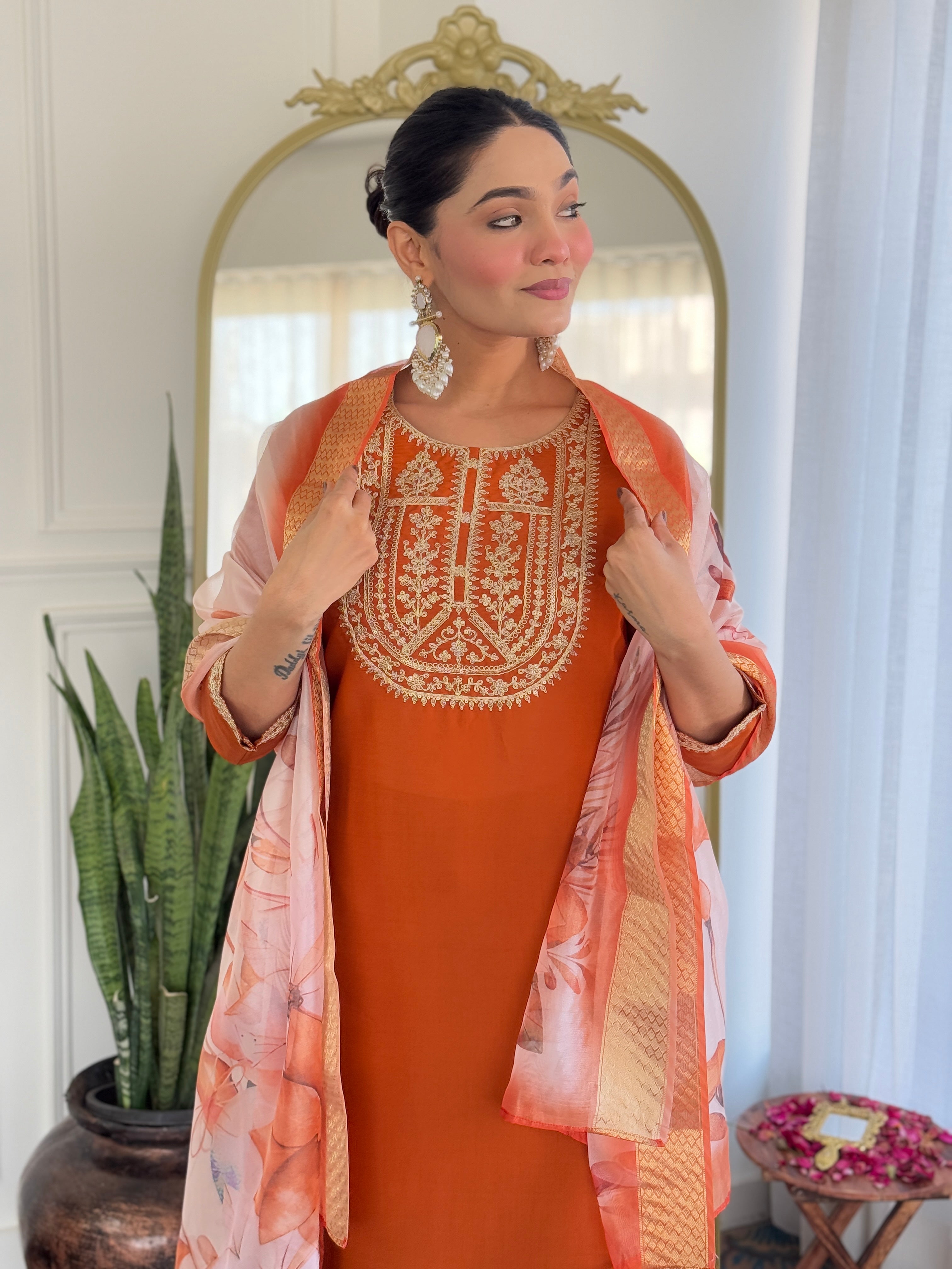 Morang Women’s Viscose Rayon Kurta Set with Dupatta