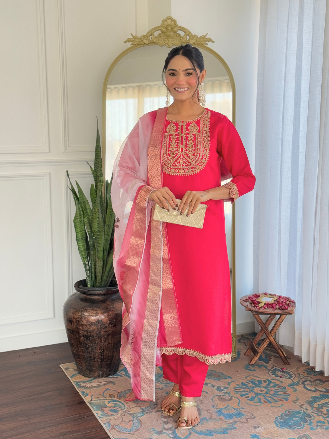 Morang Women’s Viscose Rayon Kurta Set with Dupatta