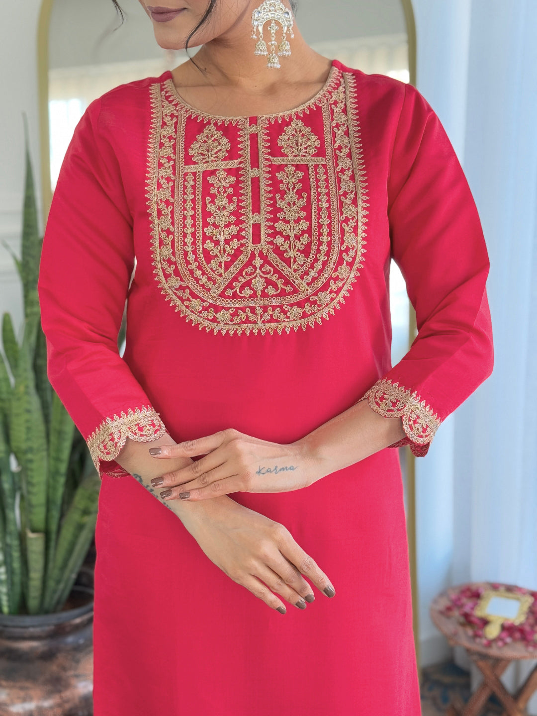 Morang Women’s Viscose Rayon Kurta Set with Dupatta