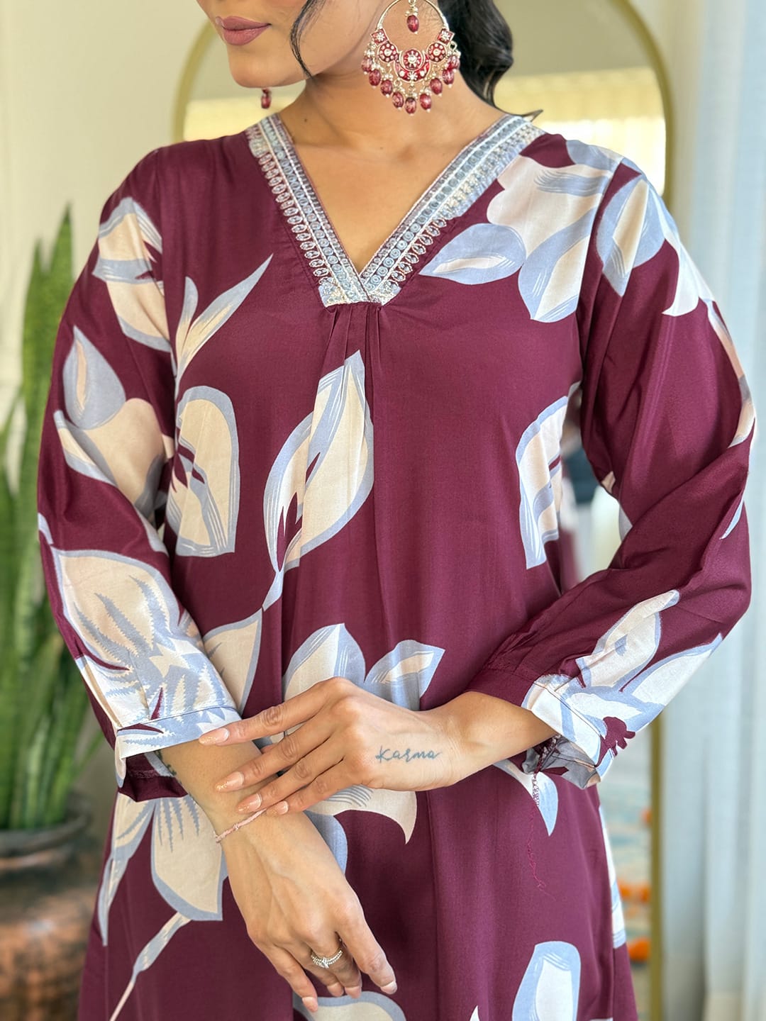 Women's Embroidered Straight Kurta with Chanderi Silk Pant &  Chanderi Dupatta Set