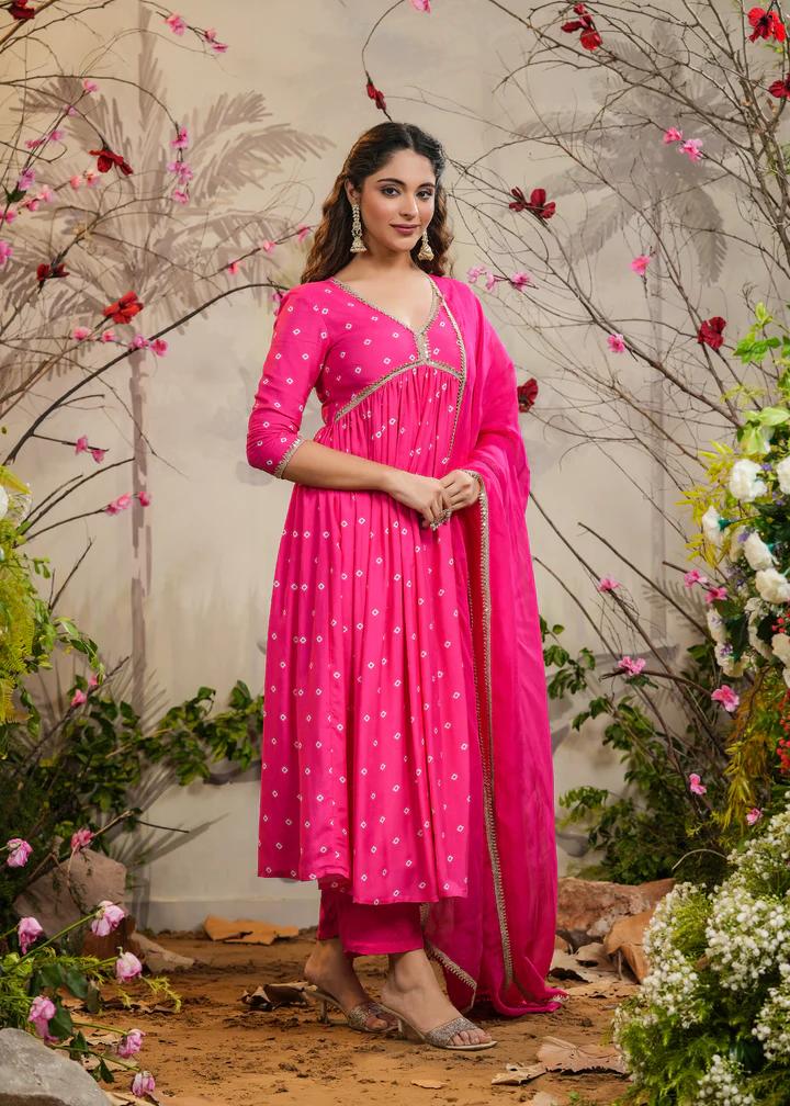 Women's Silk Embroidered Straight Kurta with Chanderi Silk Pant & Organza Dupatta Set
