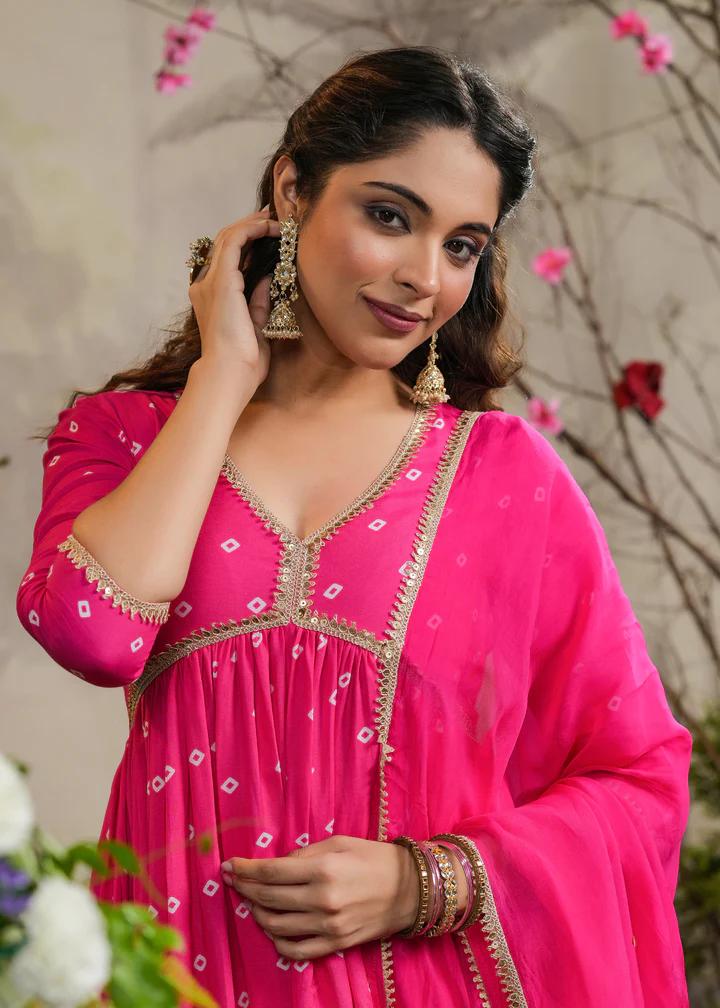 Women's Silk Embroidered Straight Kurta with Chanderi Silk Pant & Organza Dupatta Set