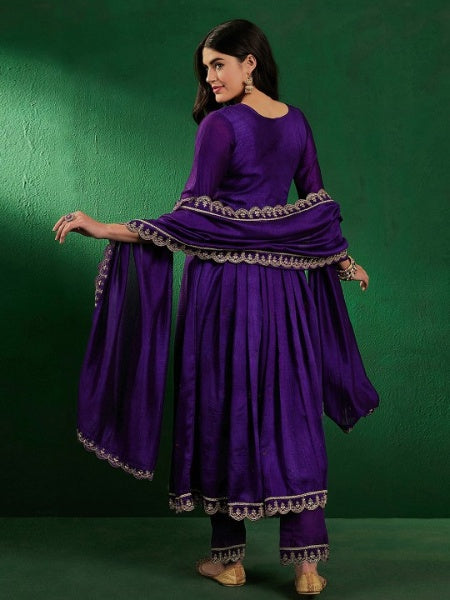 Women's Chanderi Straight Kurta Set with Dupatta