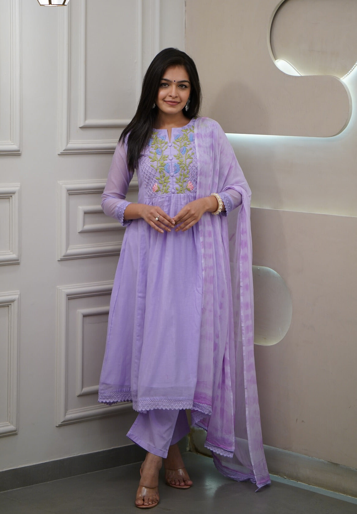 Traditional Women's Georgette Solid Straight Kurta Set