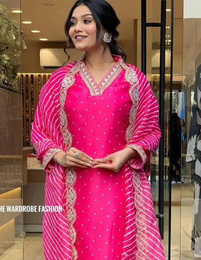 Women Sequence Embroidered Viscose Rayon Kurta Set