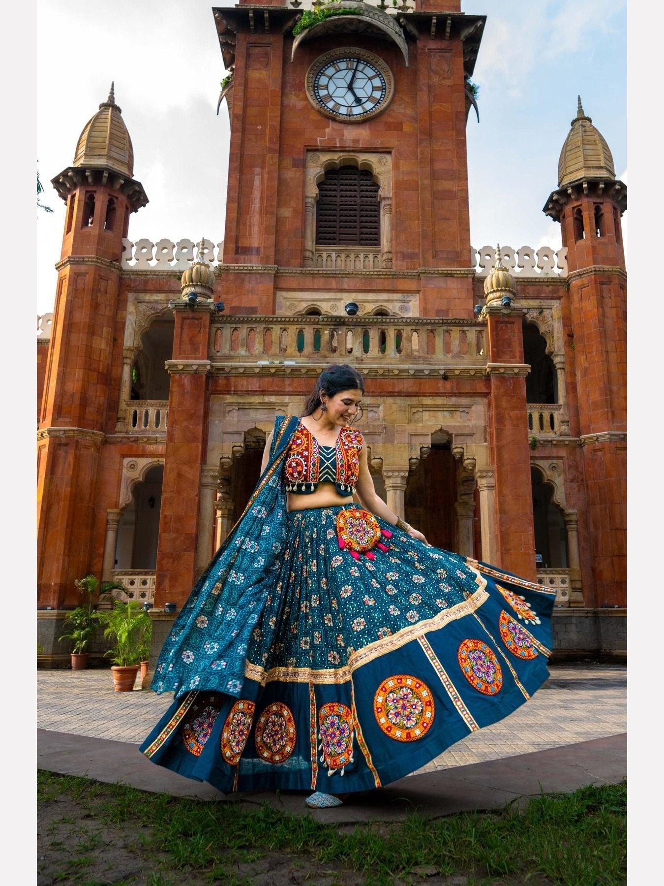Special Pure Rayon Blue Bandhani Printed Lehenga Choli