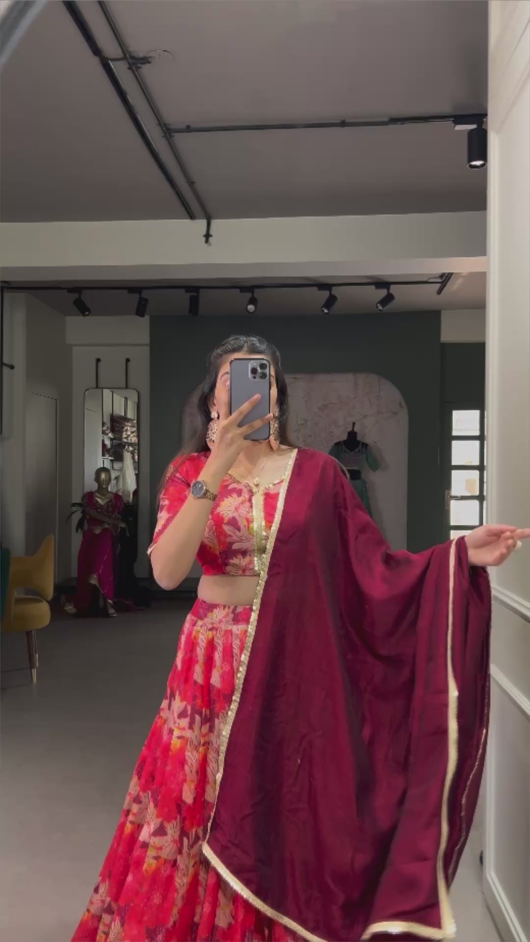 Tussar Silk Pink Ceremonial Wear Printed Readymade Lehenga Choli