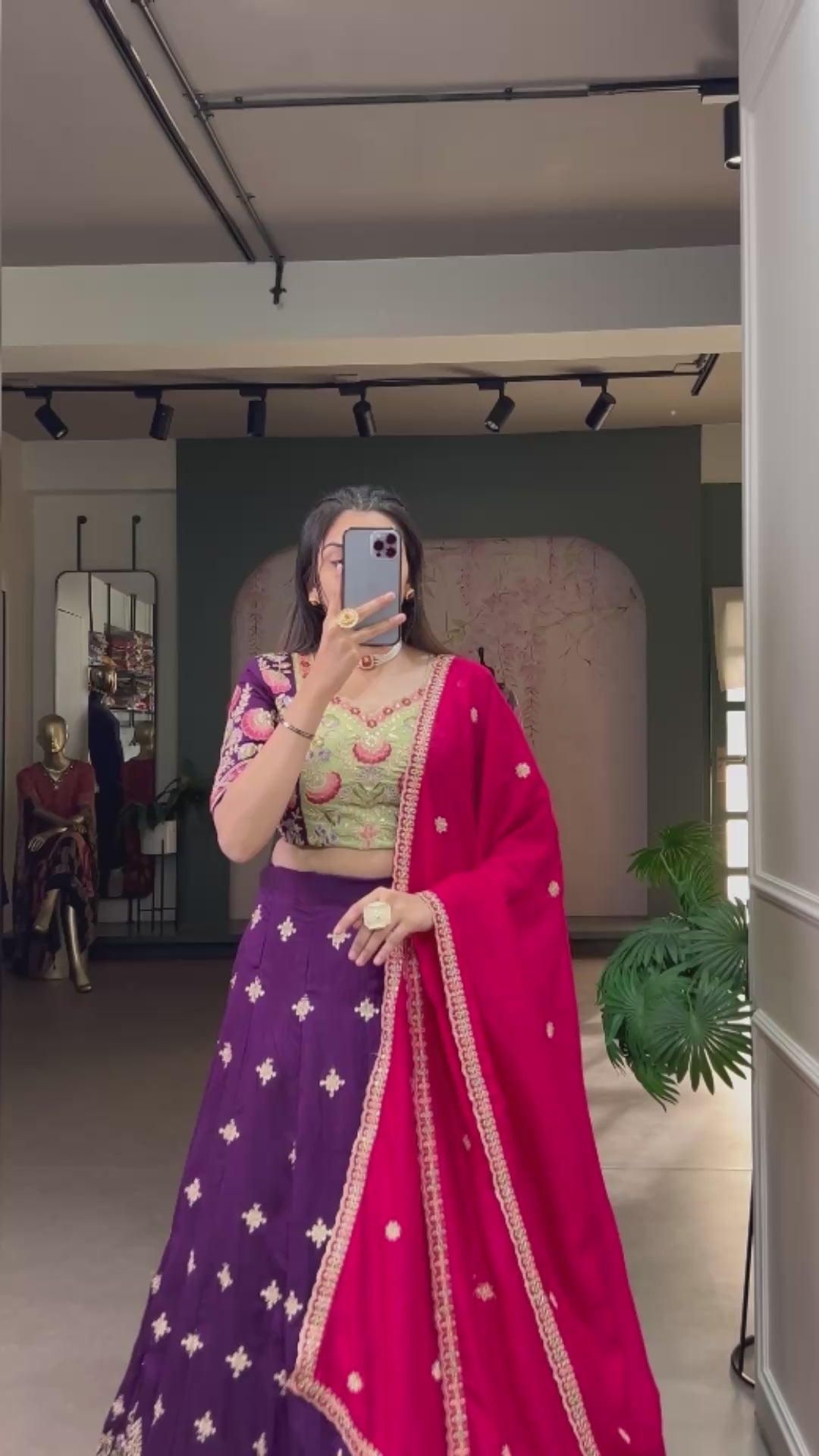 Purple Tradition Elegance Sequins Thread Embroidery Work Lehenga For Wedding