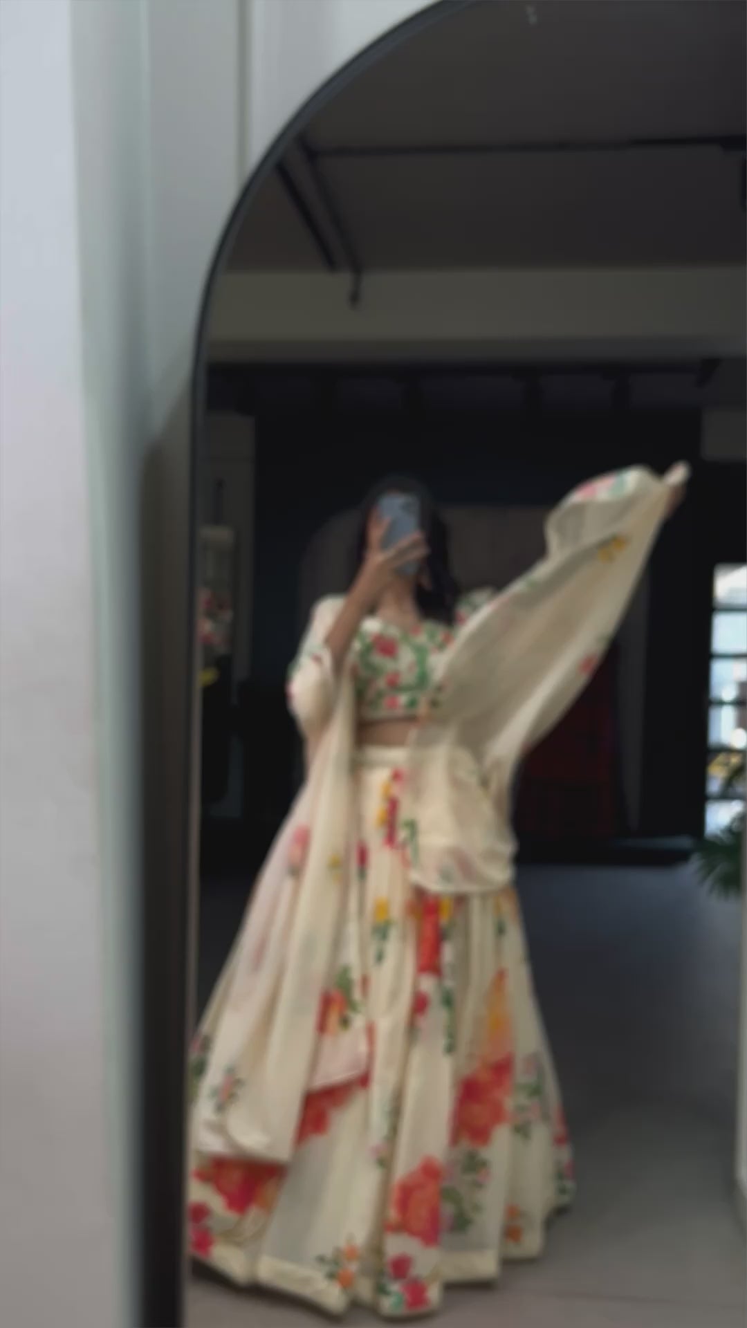 Cream Color Georgette Floral Printed Lehenga Choli