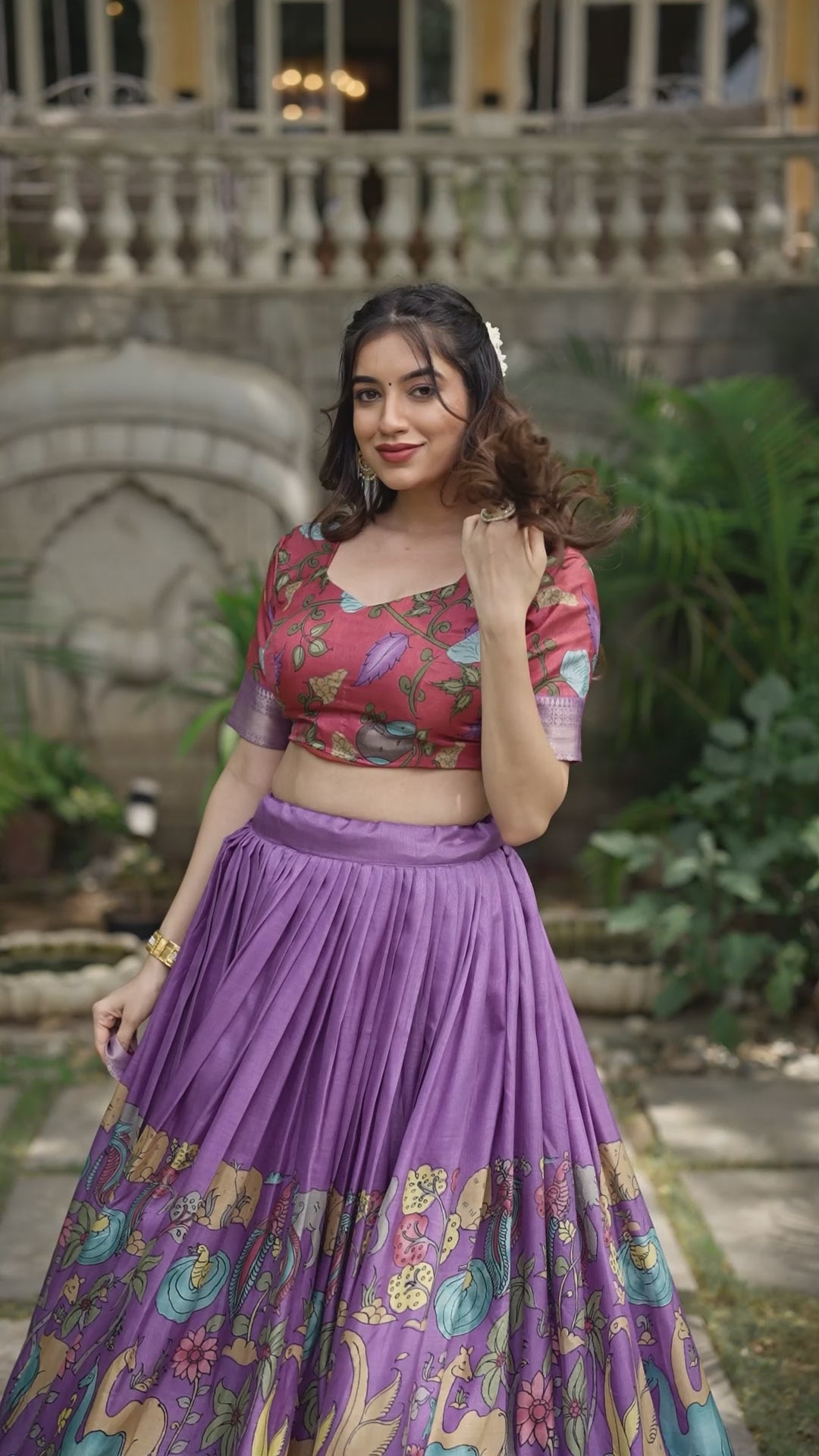 Festive Wear Women's Dola Silk With Kalamkari Print Lehenga Choli Set