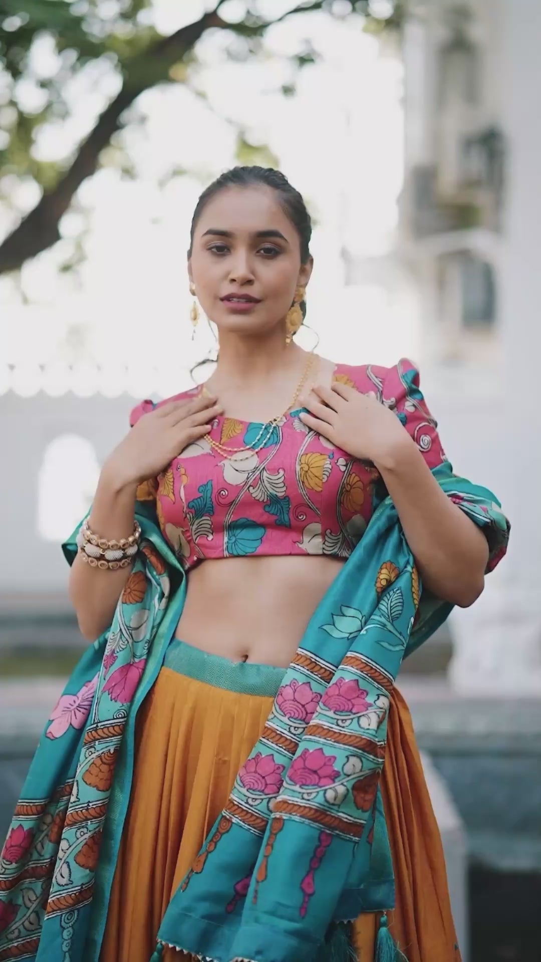 Yellow Color Printed With Zari Weaving Border Jacquard Silk Lehenga Choli