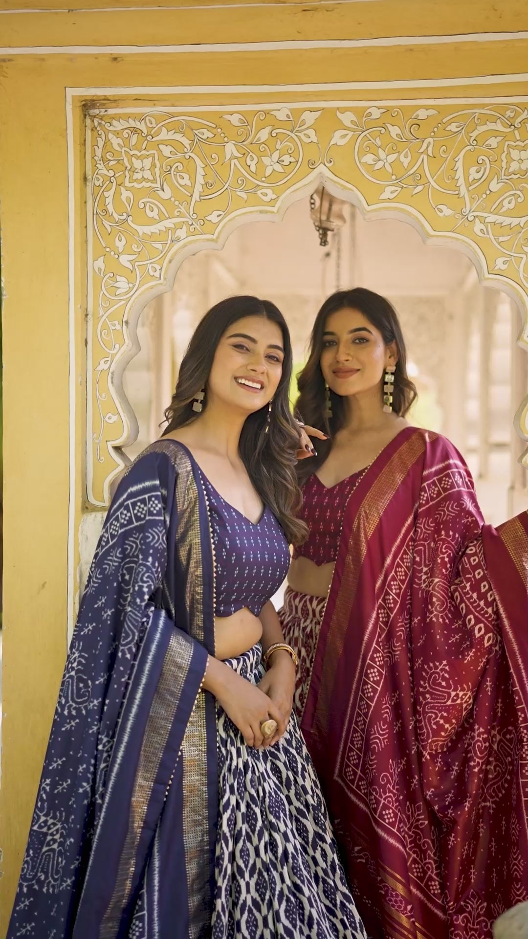Patola Printed Tussar Silk Lehenga in Maroon