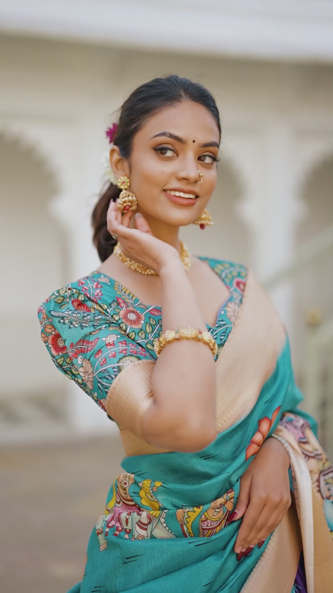 Kalamkari Printed Ready to Wear Lehenga & Unstitched Blouse With Dupatta