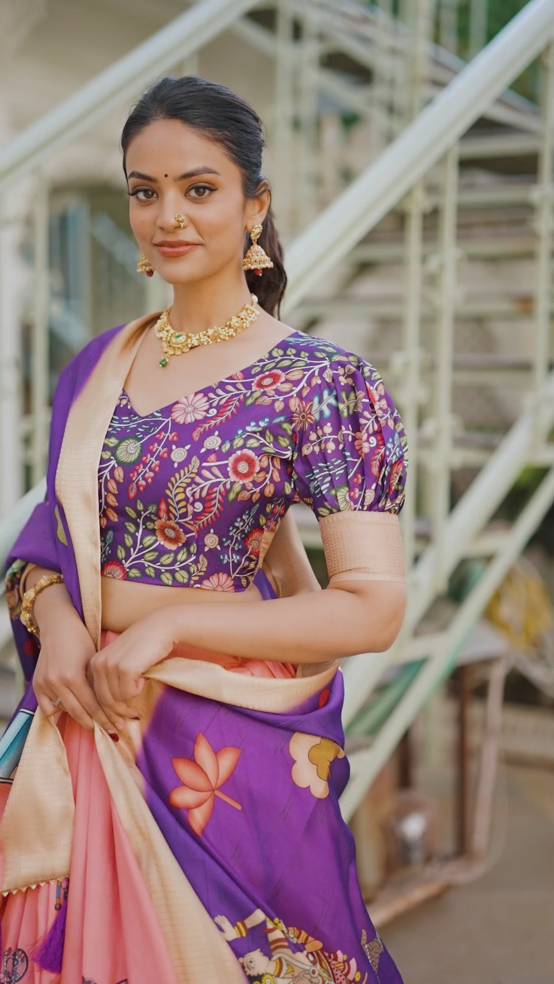 Kalamkari Printed Ready to Wear Lehenga & Unstitched Blouse With Dupatta