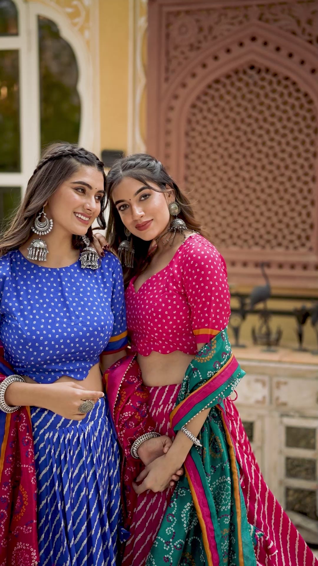 Royal Blue Color Leheriya With Patola Print Tussar Silk Lehenga Choli