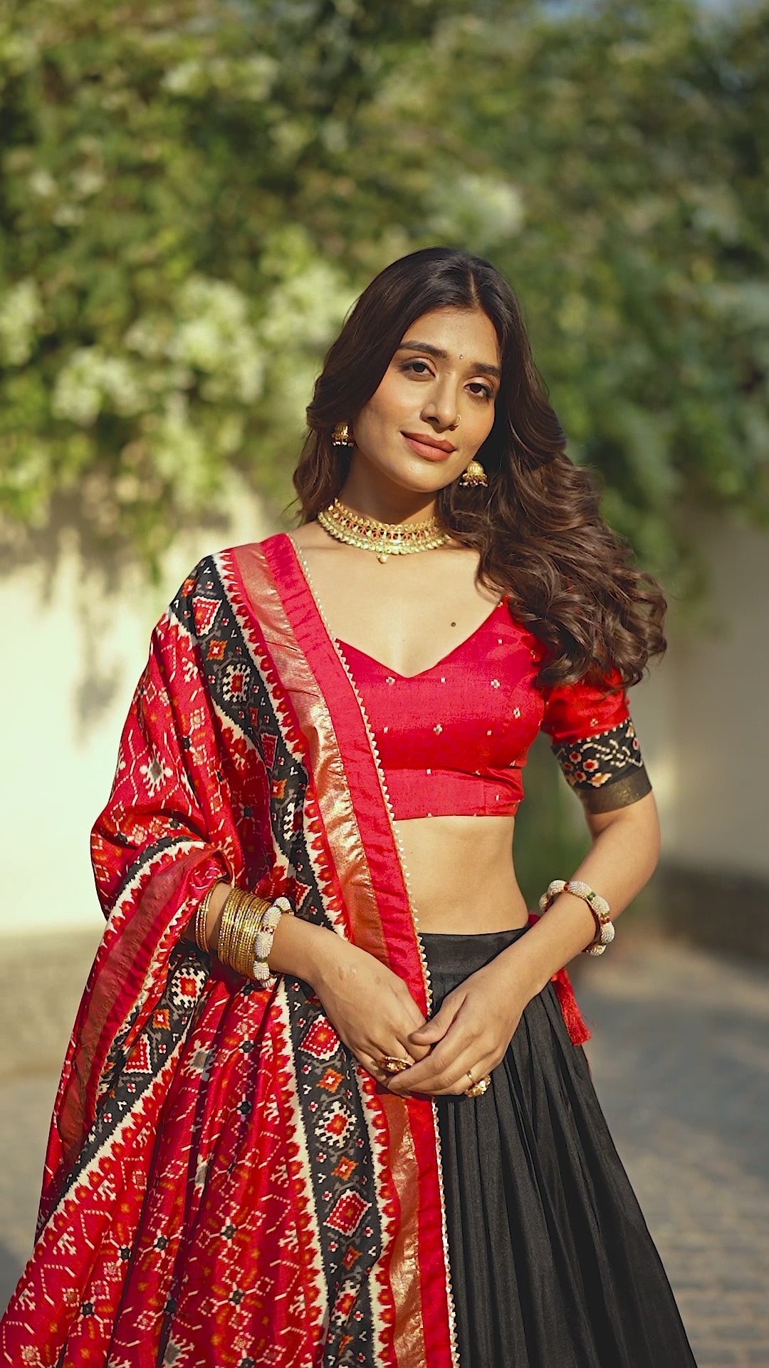 Superb Black Color Tushar Silk Patola Printed Lehenga Choli