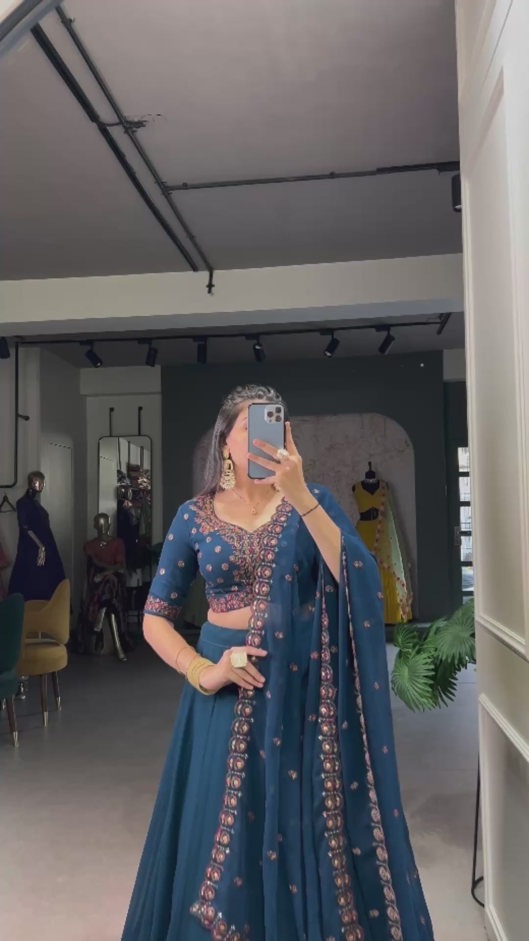 Firozi Pure Georgette Party Wear Lehenga Choli